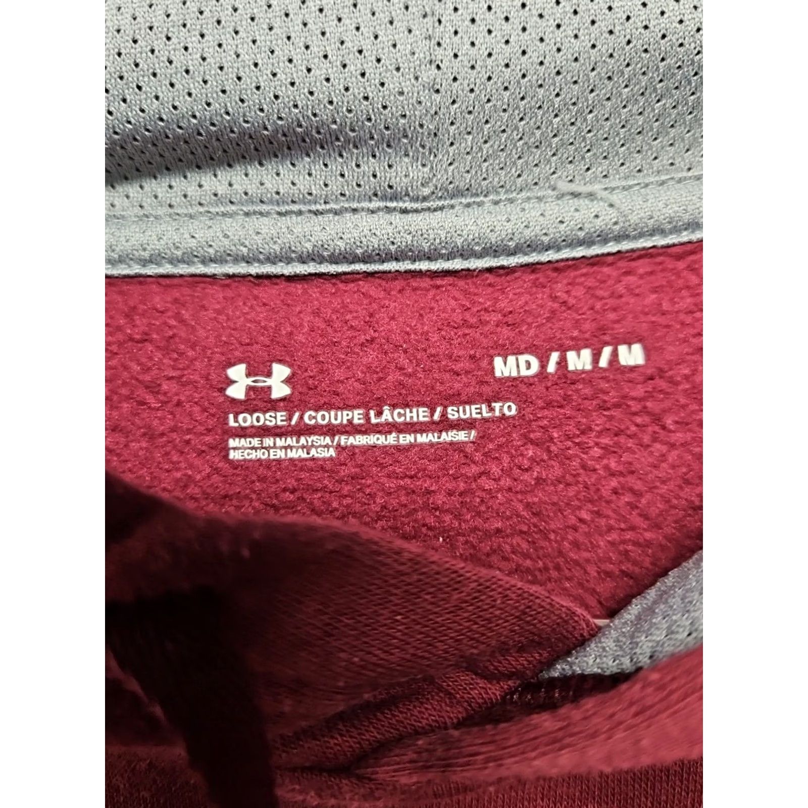 Under Armour Under Armour Men Burgundy Pullover Hoodie Fleece Crew Neck Relaxed Fit M Casual Hooded Size US M / EU 48-50 / 2 - 4 Thumbnail