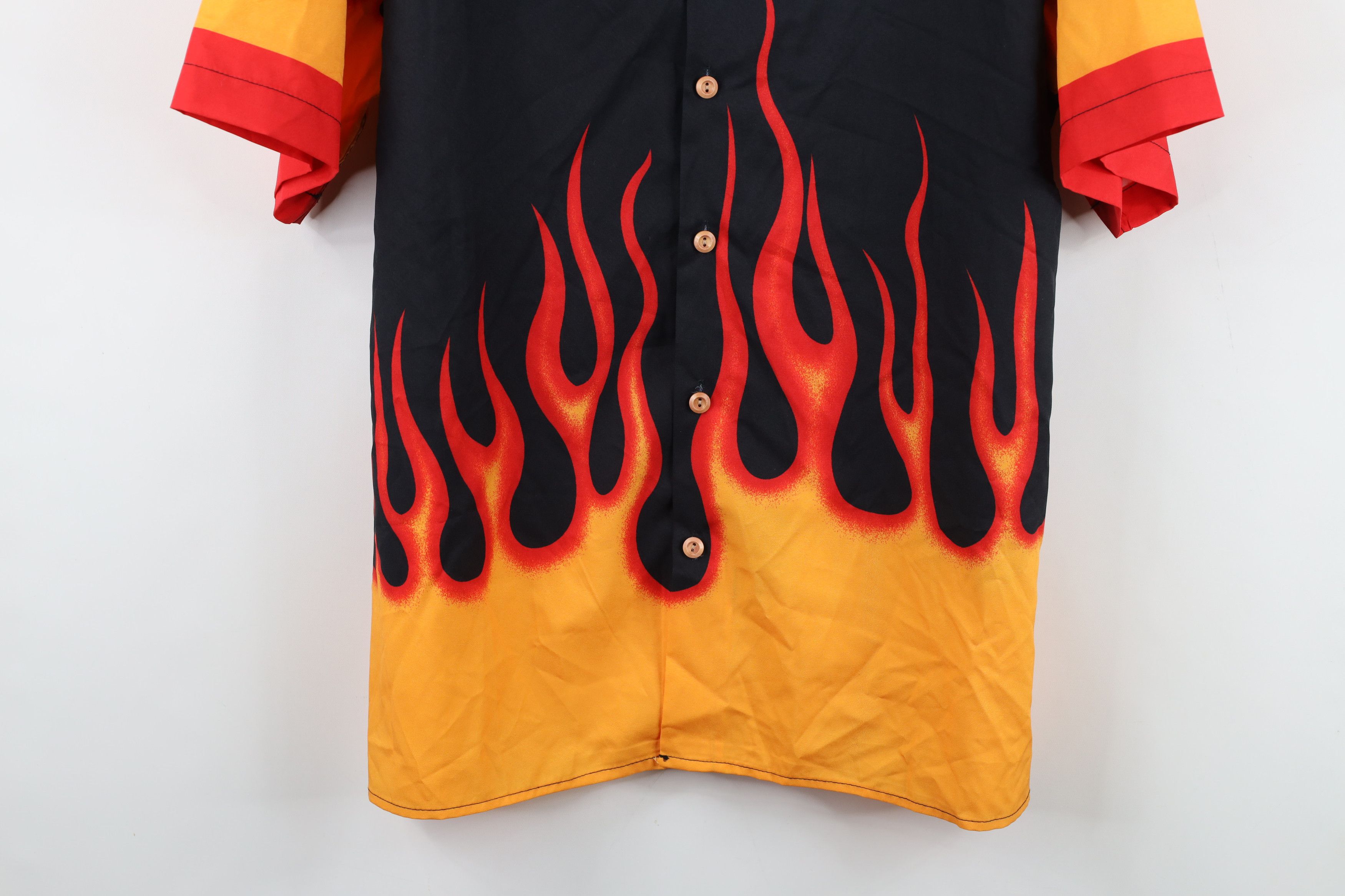 Vintage Vintage 90s Y2K Streetwear Fire Flames Collared Button Shirt Size US L / EU 52-54 / 3 - 3 Thumbnail