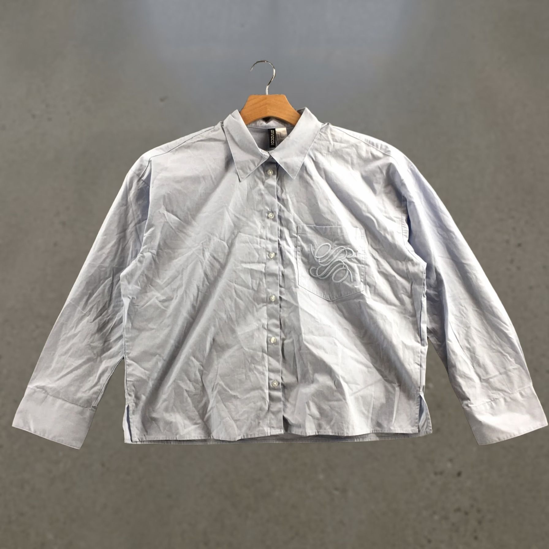 H&M Divided by H&M Button Up Shirt Mens M Blue Cotton Long Sleeve Embroidered NEW Size US M / EU 48-50 / 2 - 1 Thumbnail