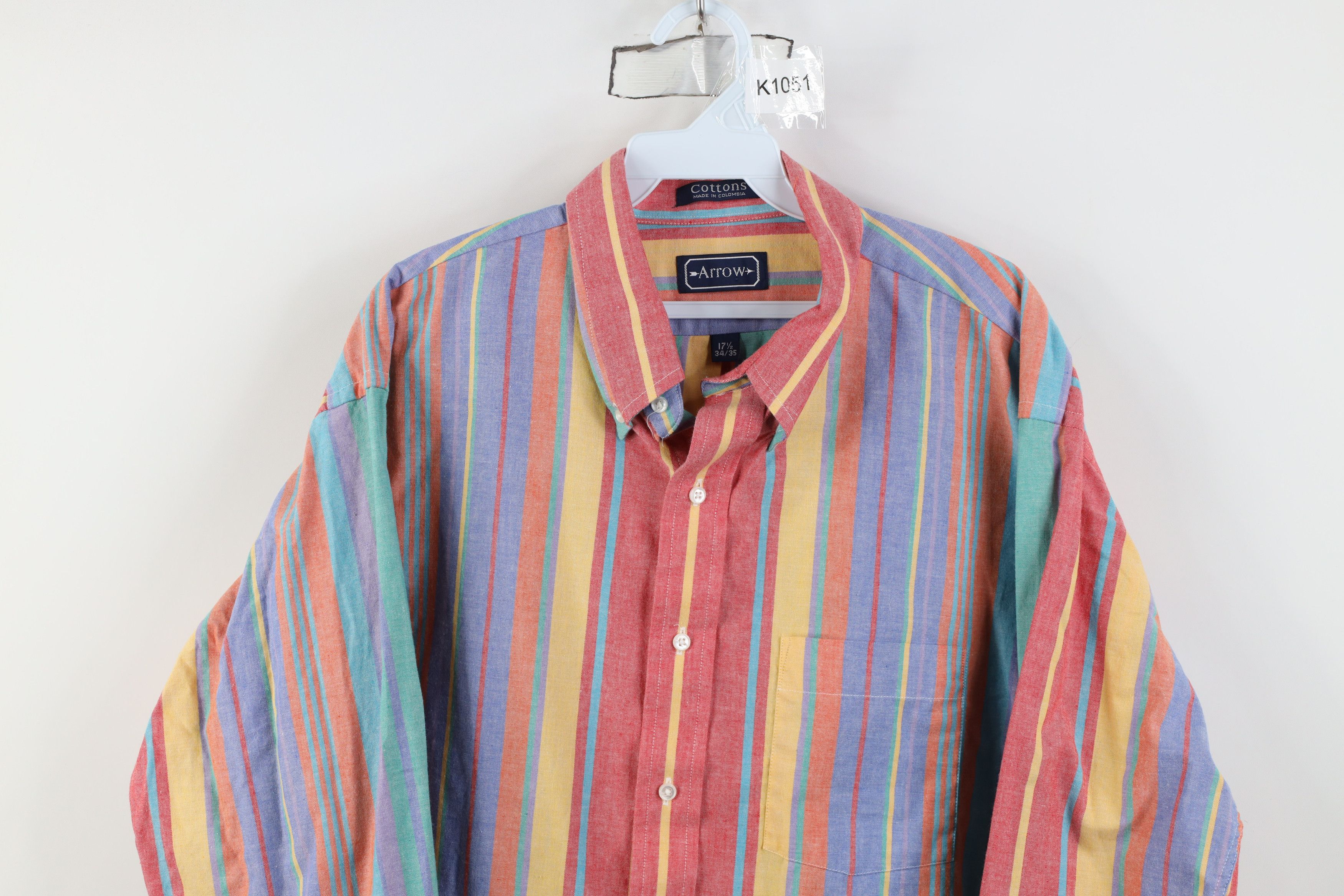 Vintage Vintage 90s Streetwear Striped Oxford Button Down Shirt Size US L / EU 52-54 / 3 - 2 Thumbnail