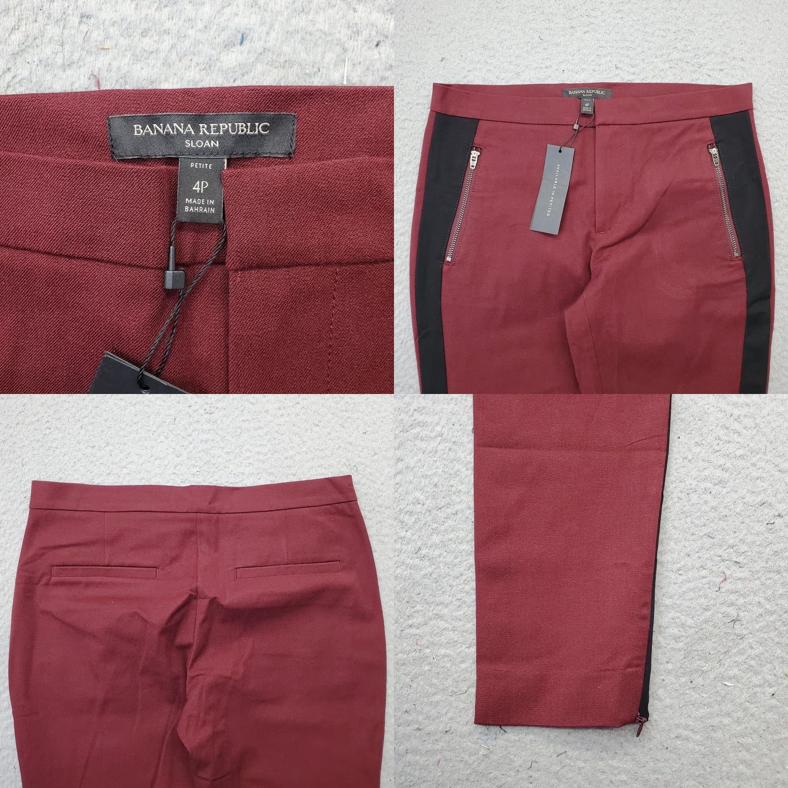 Banana Republic Banana Republic Womens 4P Burgundy Sloan Pants Stretch Skinny Ankle Zip Pockets Size 27" / US 4 / IT 40 - 8 Thumbnail