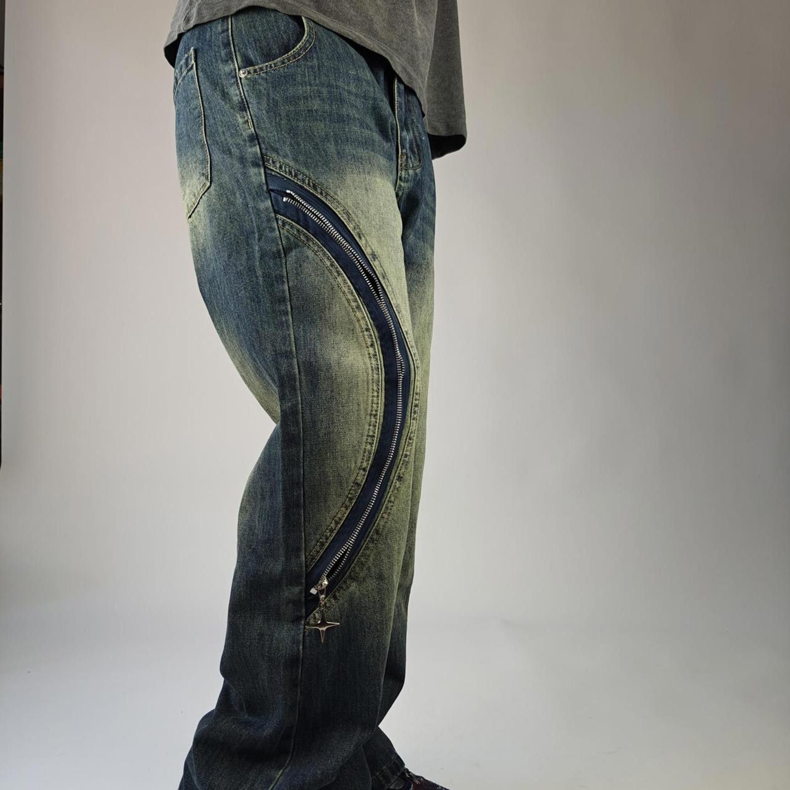 Other Blue Faded Sidezip Wide Leg Denim Size US 32 / EU 48 - 7 Thumbnail