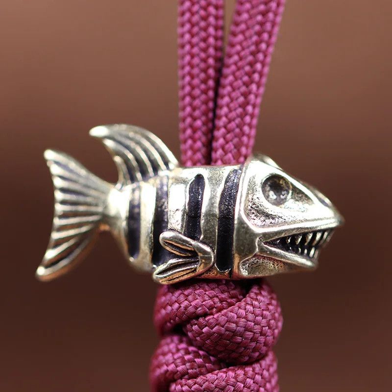 Handmade 3Pcs Piranha Skull Knife Beads Paracord Bead Zipper Umbrella Size ONE SIZE - 2 Thumbnail