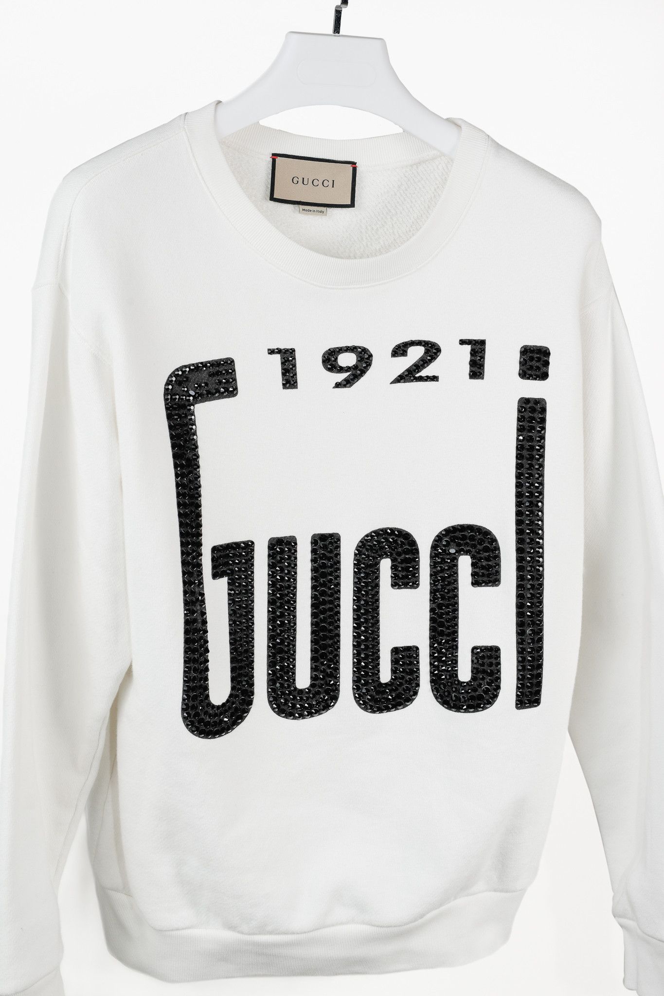 Gucci Gucci 1921 White Cotton French-Terry Crystal-Logo Sweatshirt Size XS / US 0-2 / IT 36-38 - 3 Thumbnail