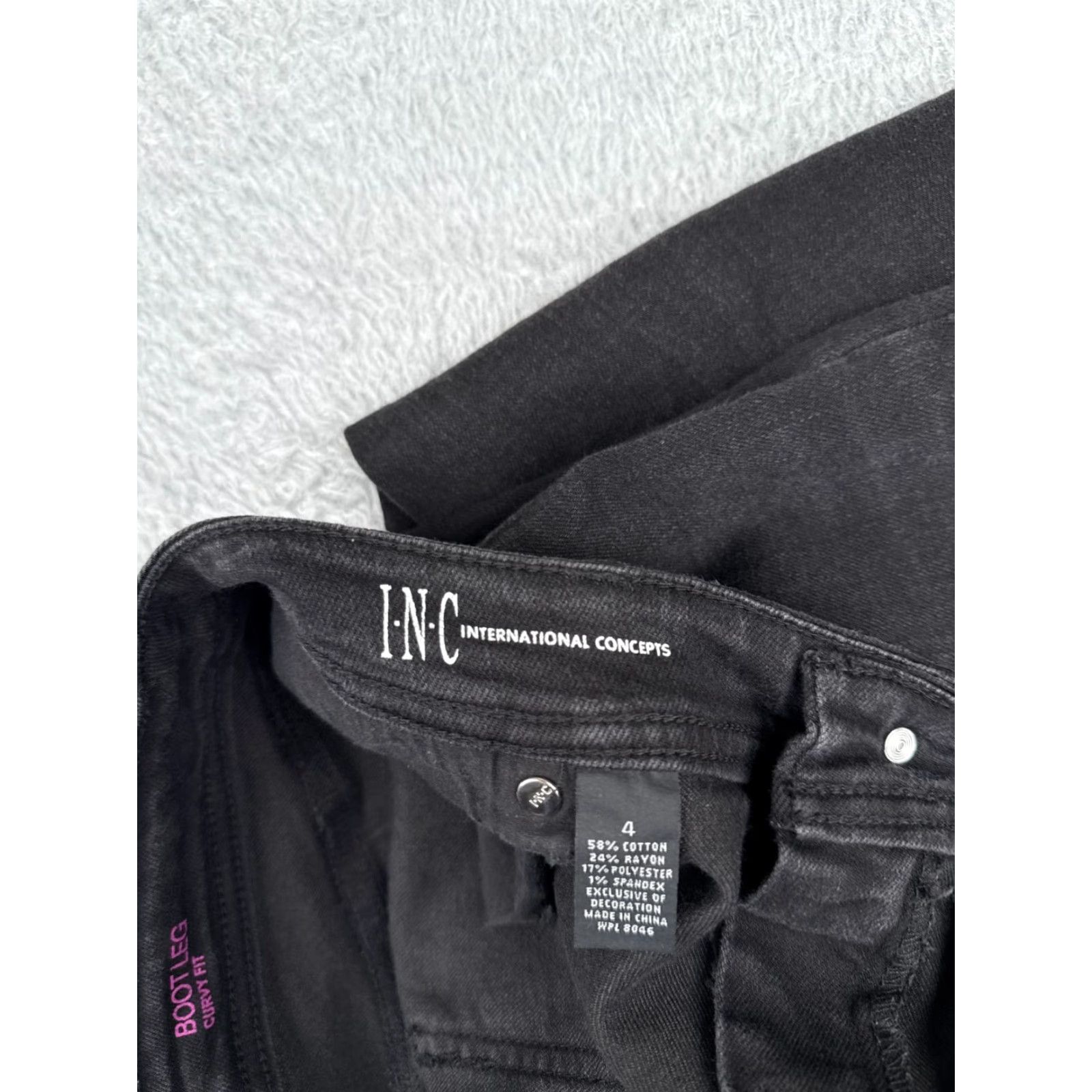 Vintage INC International Concepts Jeans Women 4 Black Denim Curvy Fit Boot Leg 29x32 Size 27" / US 4 / IT 40 - 7 Thumbnail