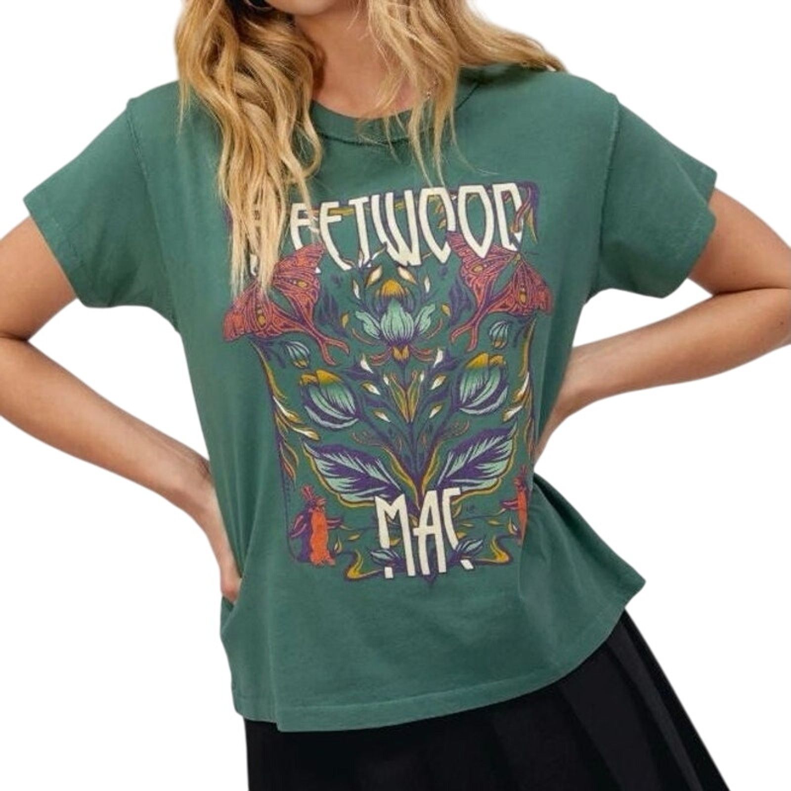 Daydreamer DAYDREAMER Fleetwood Mac Butterflies Reverse Tee in Green Size XL / US 12-14 / IT 48-50 - 2 Thumbnail