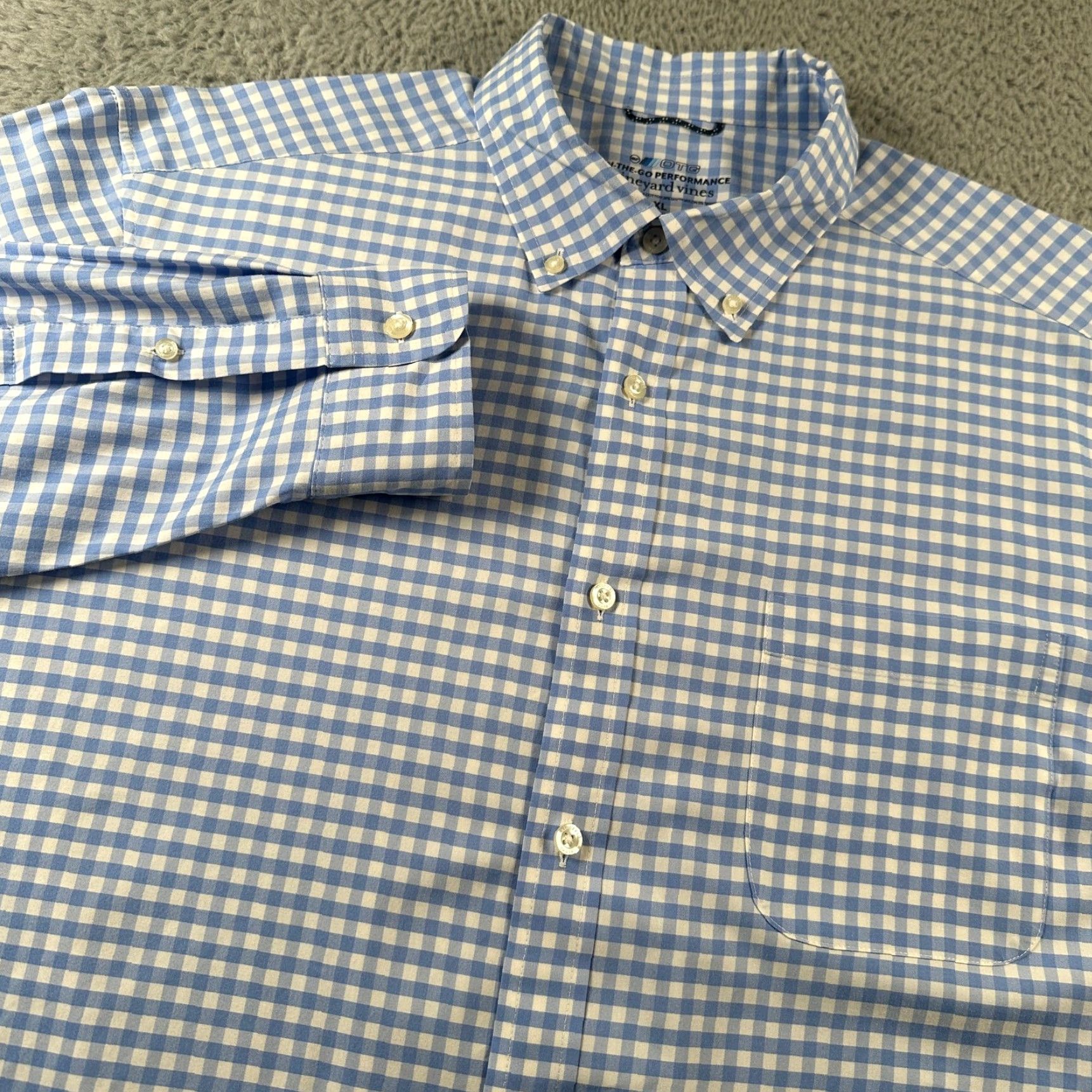 Vineyard Vines VINEYARD VINES Shirt Mens XL Blue White Gingham OTG Performance Button Down Shirt Size US XL / EU 56 / 4 - 2 Thumbnail