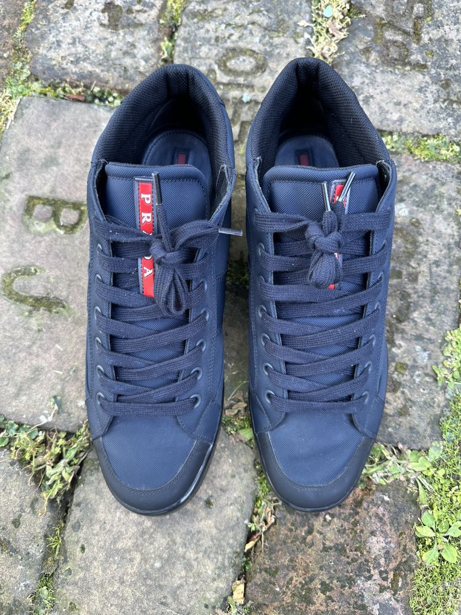Prada 💫Prada💫(4T 3029) High Top Canvas Sneakers U.K-10.5/U.S-11.5 Size US 11.5 / EU 44-45 - 2 Thumbnail