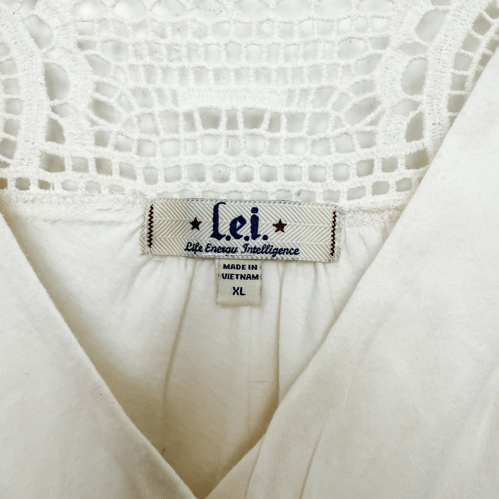 L.E.I. Y2K L.E.I. Crochet Babydoll Top White Size XL Knit Size XL / US 12-14 / IT 48-50 - 4 Thumbnail