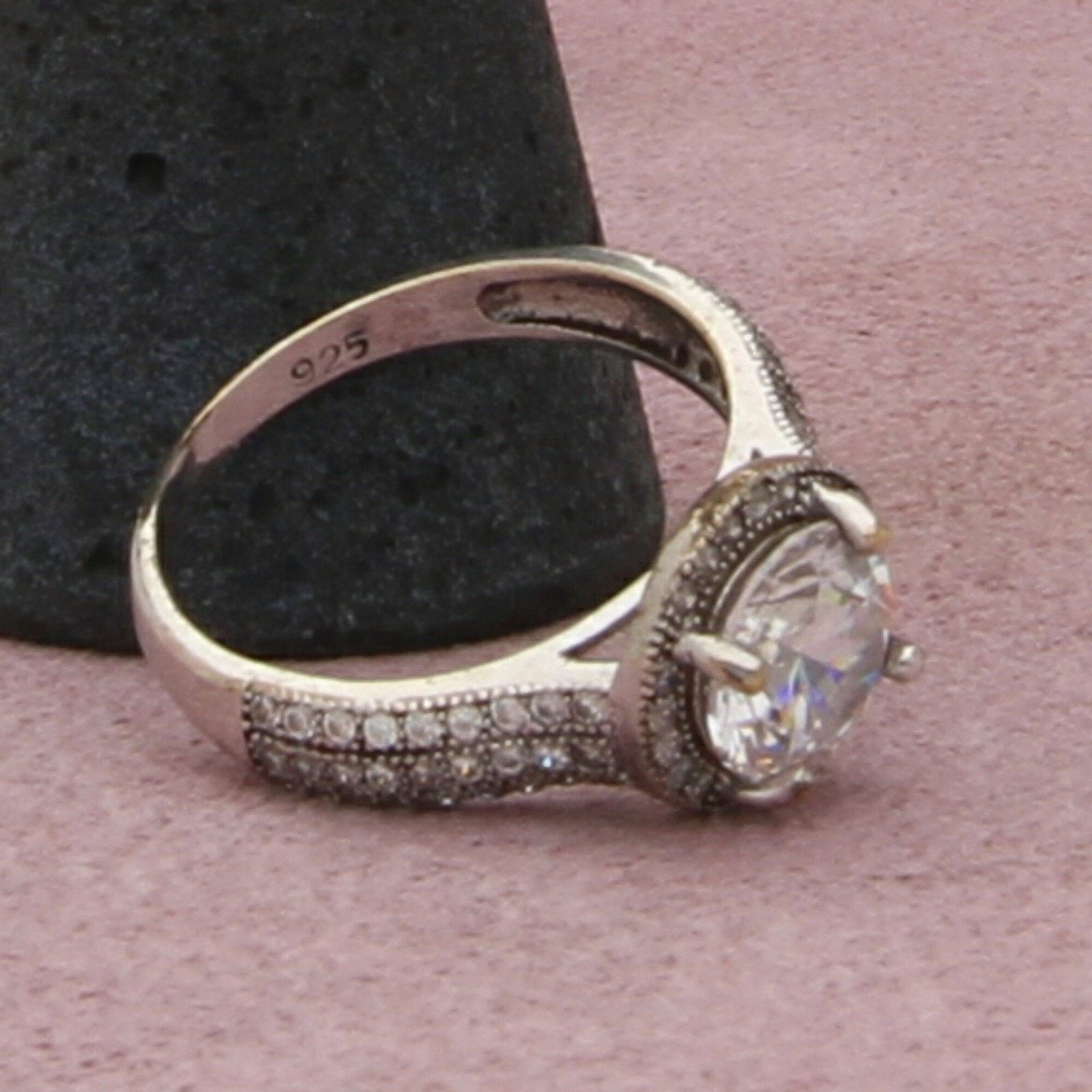 Sterling Silver sterling silver round-cut cz halo ring size 7 Size ONE SIZE - 3 Thumbnail