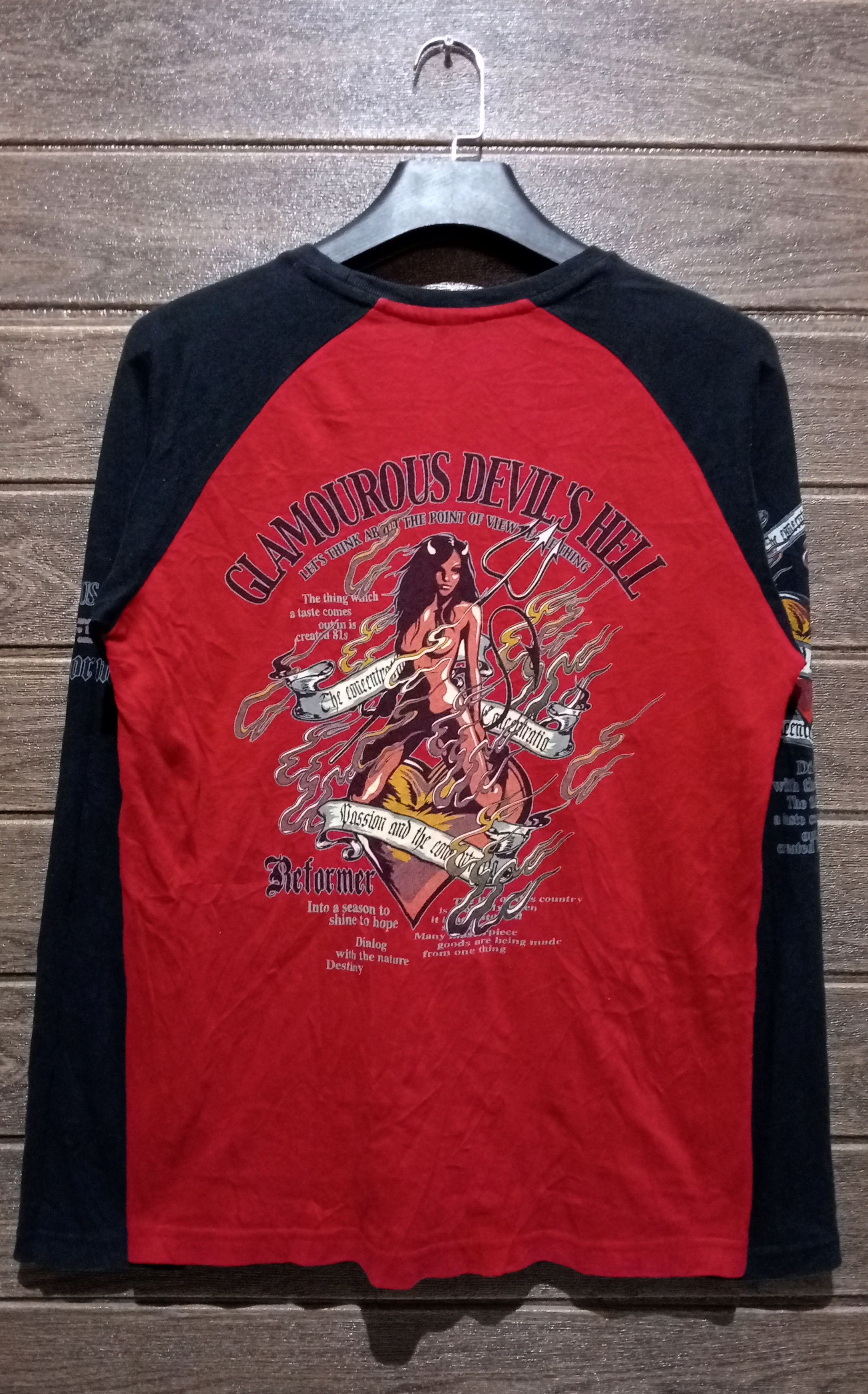 Japanese Brand Vintage Punk Glamourous Devil's Hell Long Sleeve Tshirt Size US L / EU 52-54 / 3 - 1 Thumbnail