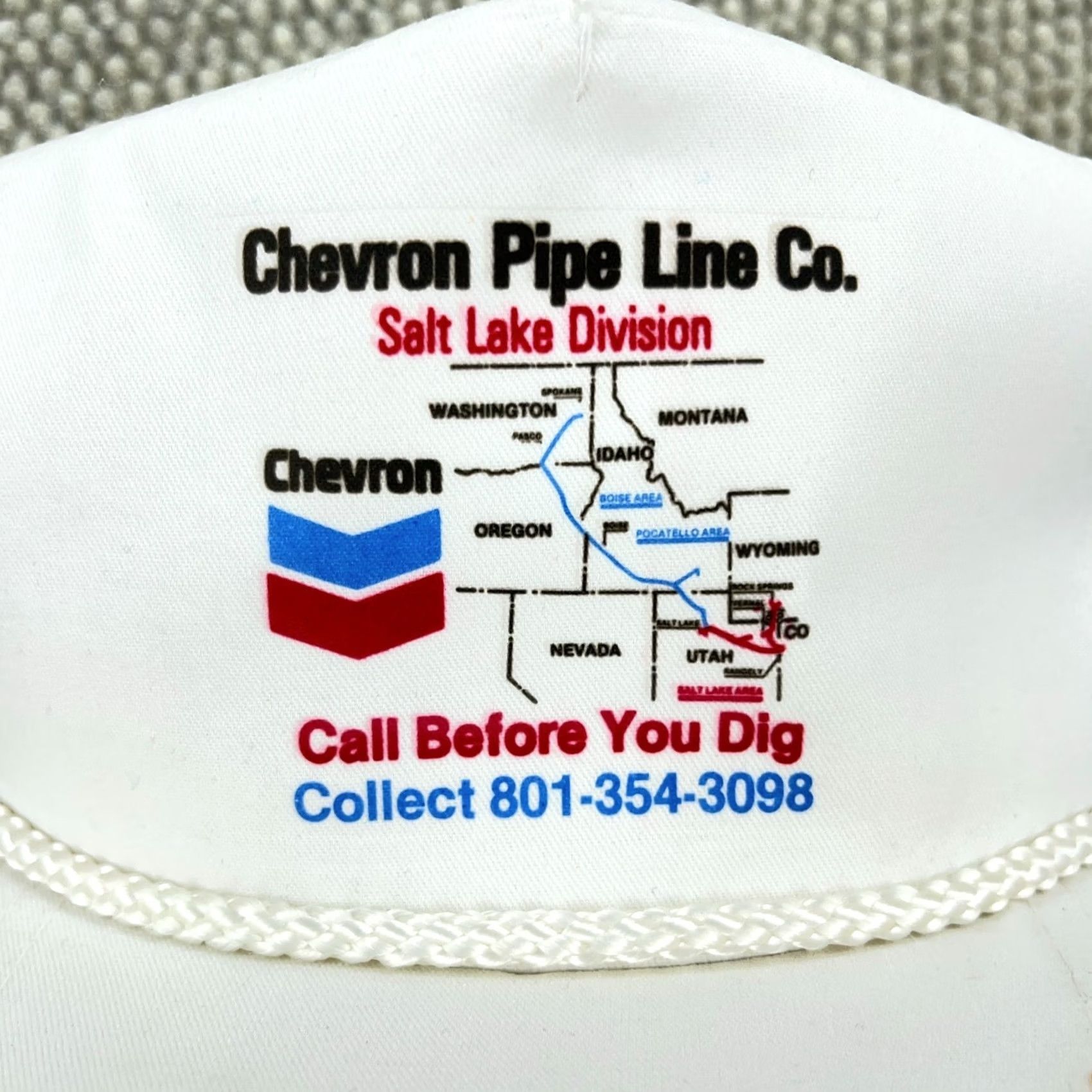 Vintage VINTAGE Chevron Pipe Line Trucker Hat 90s Cap Oil Gas Petroleum Rope White Men Size ONE SIZE - 2 Thumbnail