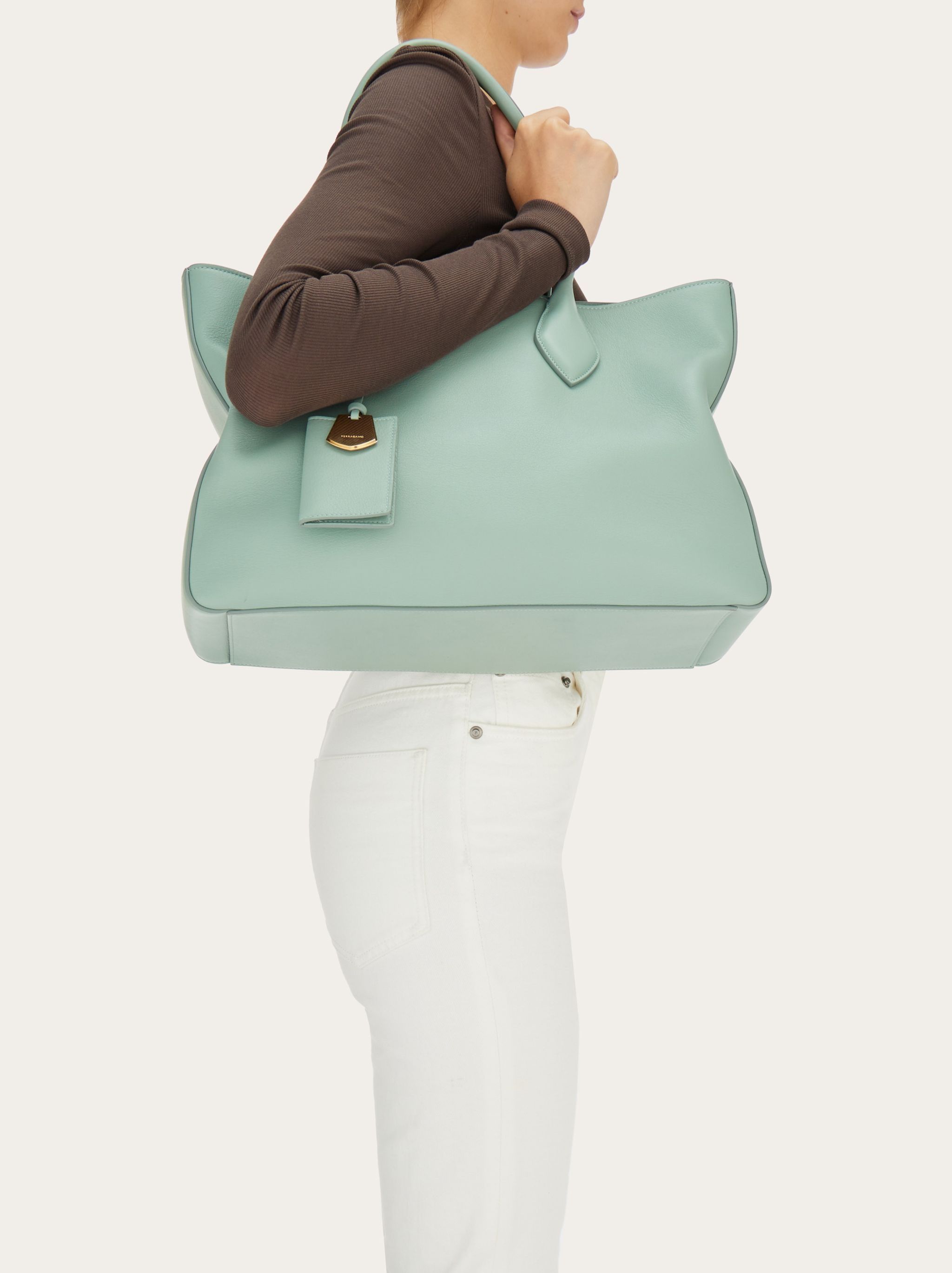Salvatore Ferragamo o1s1rm0924 Size: OS / Tote Bag in Sage Green Size ONE SIZE - 3 Thumbnail