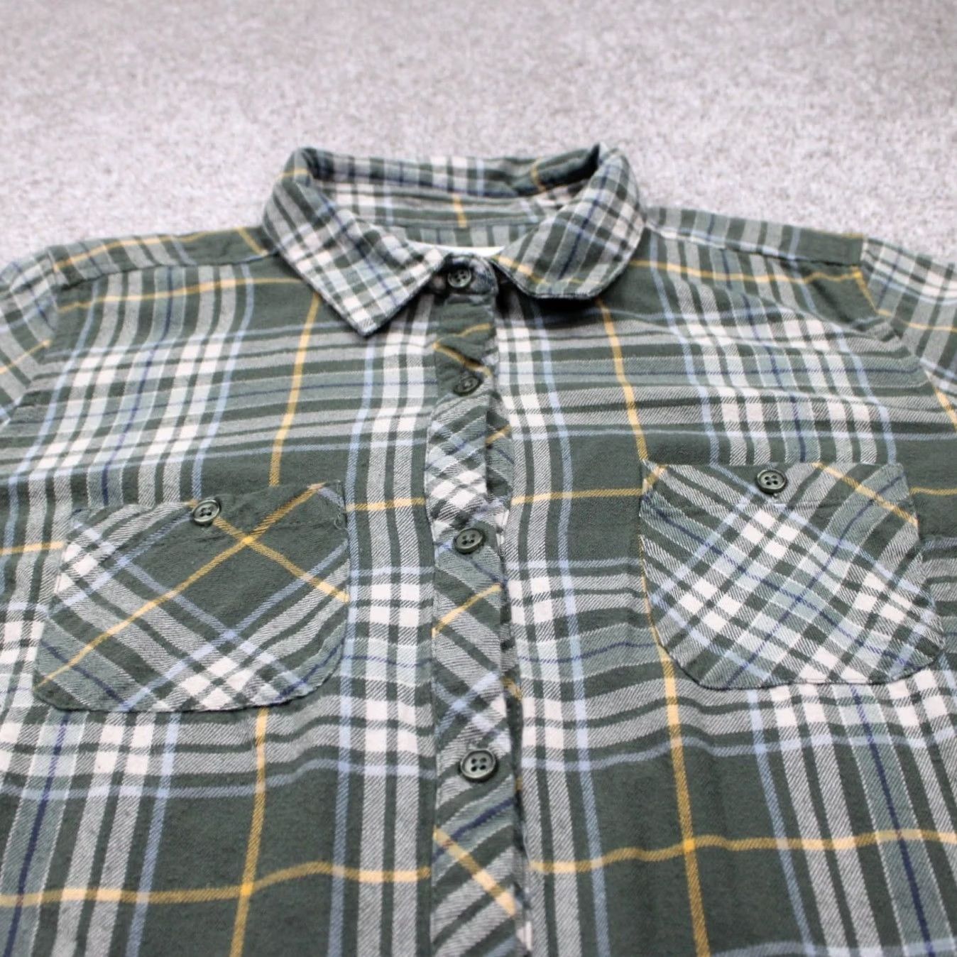 Vintage 44 degrees North Button-Up Flannel Shirt Womens Large Green/Yellow/White Cotton L/S Plaid Size L / US 10 / IT 46 - 4 Thumbnail