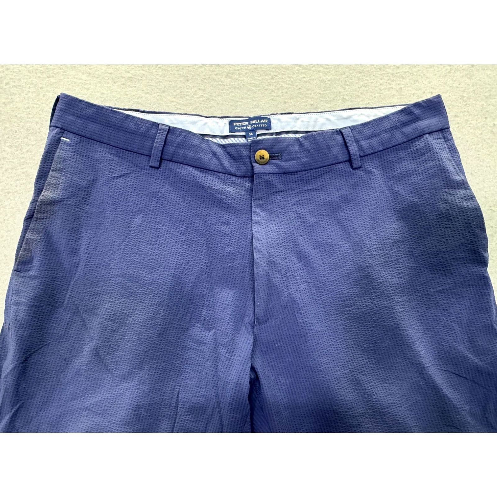 Peter Millar Peter Millar Crown Crafted Golf Performance Mens 34 Navy Seersucker Shorts Size US 34 / EU 50 - 2 Thumbnail