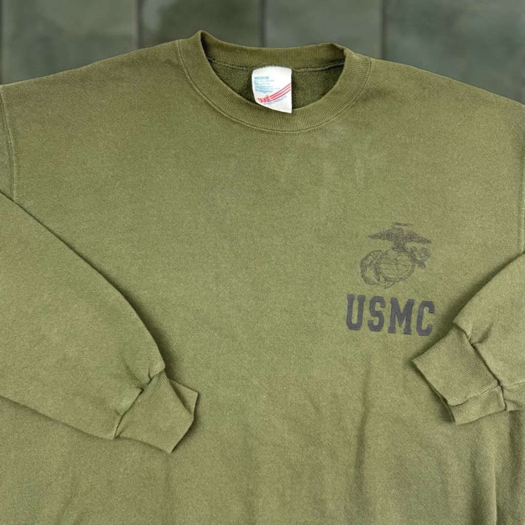 Vintage VINTAGE Duke United States Marine Corps Sweatshirt Men M Green Military USMC 90s USA Crew Neck Pullover Size US M / EU 48-50 / 2 - 1 Thumbnail