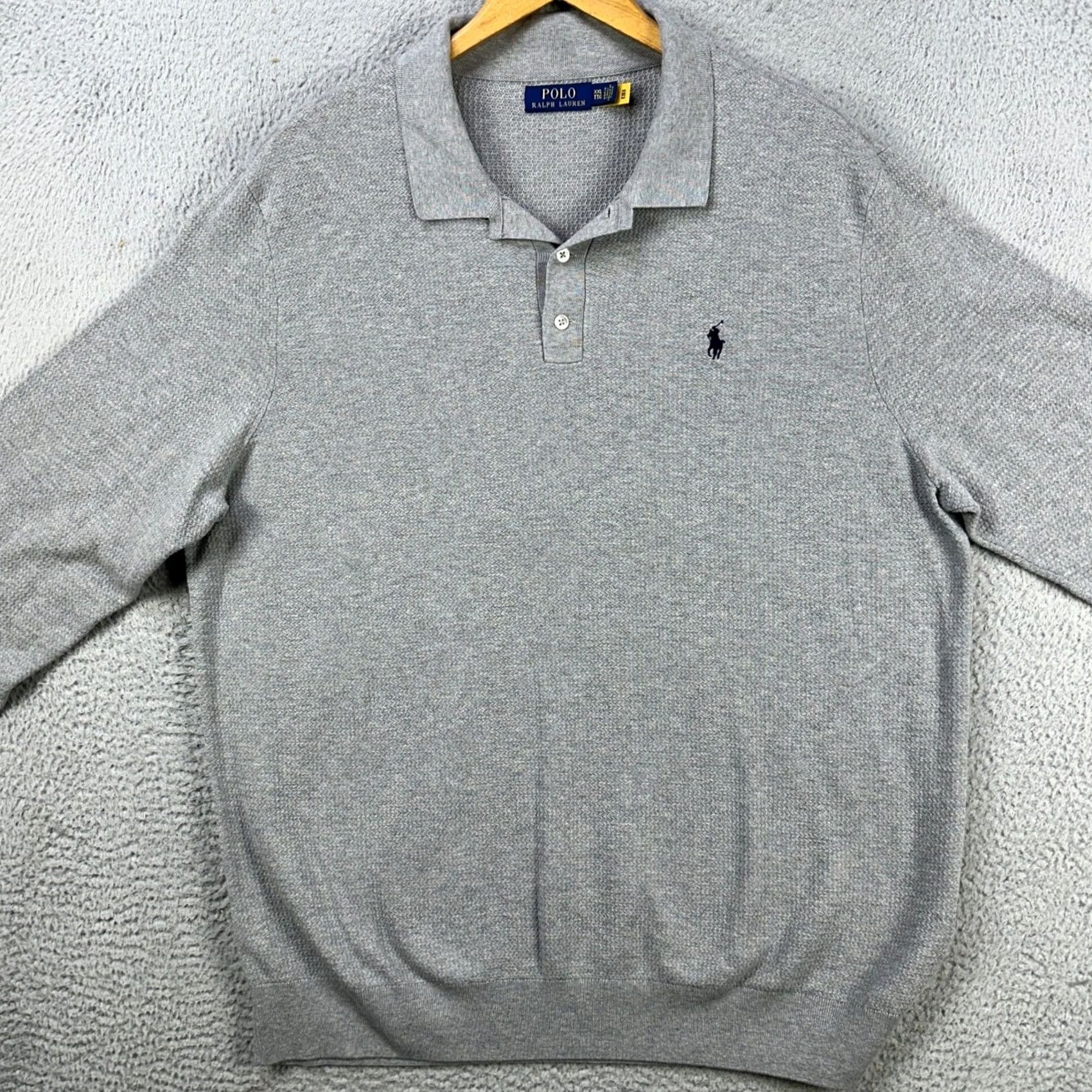 Polo Ralph Lauren VINTAGE Polo Ralph Lauren Sweatshirt Polo Mens 2XL Gray Knit Long Sleeve Rugby Pony Size US XXL / EU 58 / 5 - 3 Thumbnail