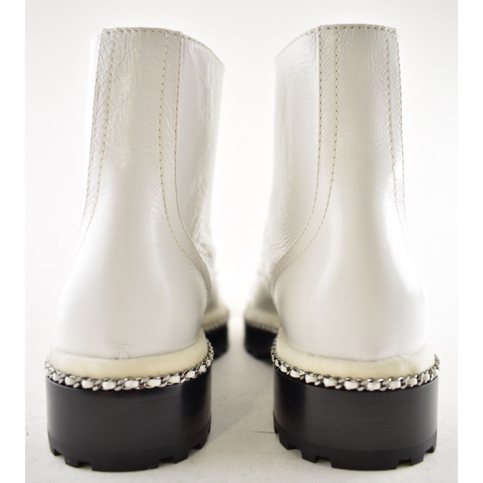 Chanel Chanel 18K White Pearl CC Chain Around Combat Lace Up Size US 7 / IT 37 - 14 Thumbnail