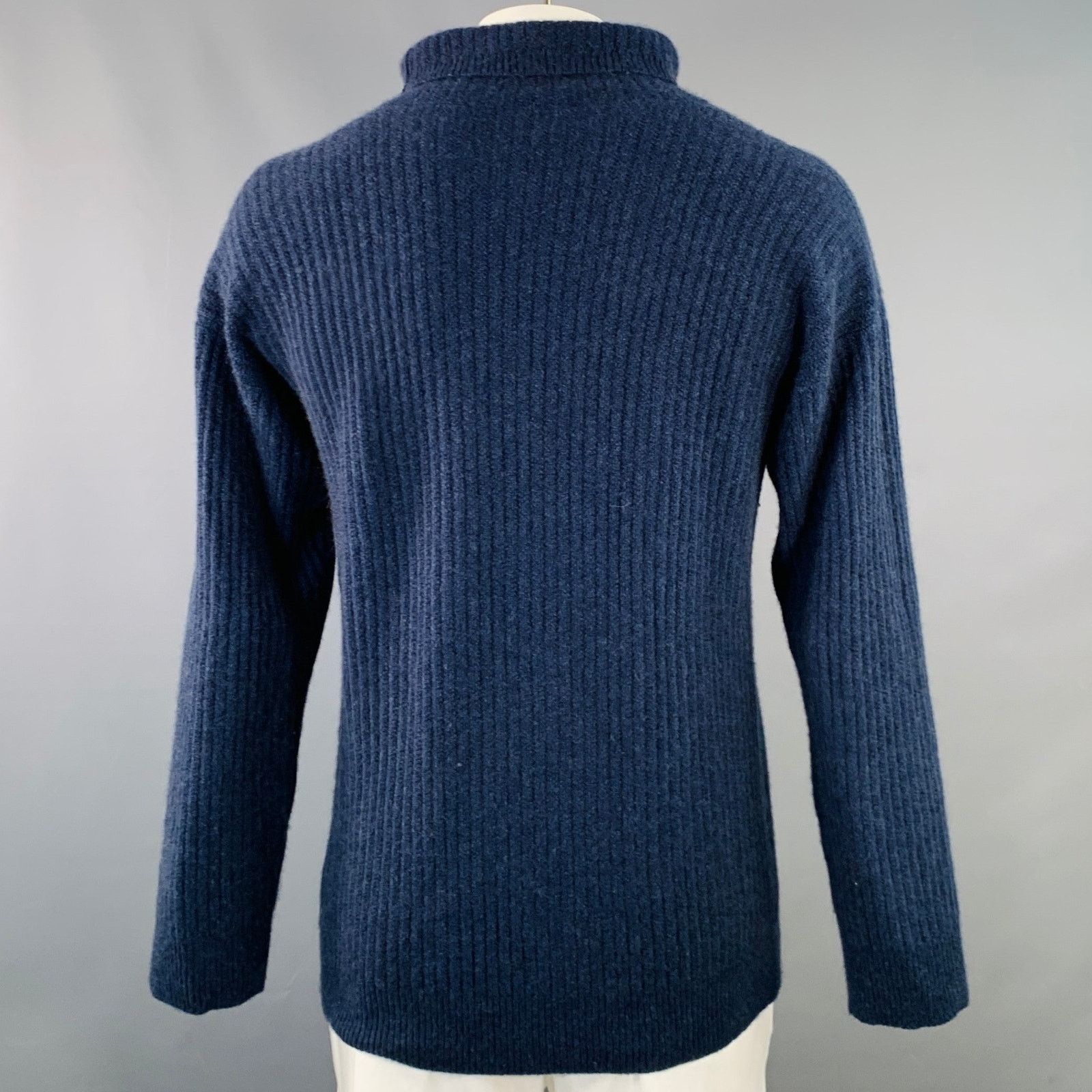 Margaret Howell MARGARET HOWELL Navy Cashmere Rib Knit High Neck Sweater Size US XL / EU 56 / 4 - 4 Thumbnail