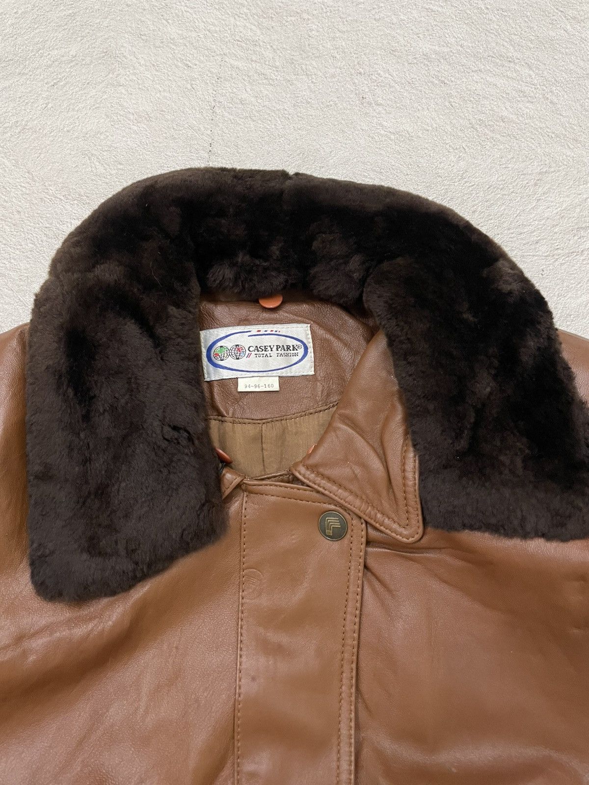 14th Addiction 90s Brown Leather Bomber Jacket Fur Collar Boxy Fit LGB Y2K Size US XL / EU 56 / 4 - 3 Thumbnail