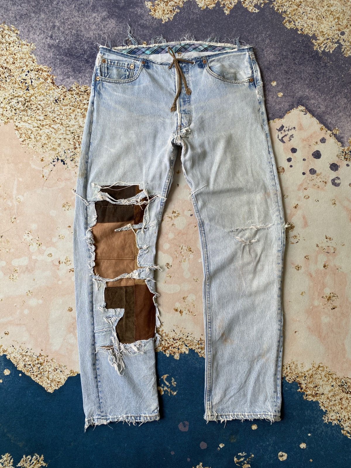 Japanese Brand 1990s - Ericho Hippie Deconstruced Distressed Design Denim Size US 32 / EU 48 - 3 Thumbnail