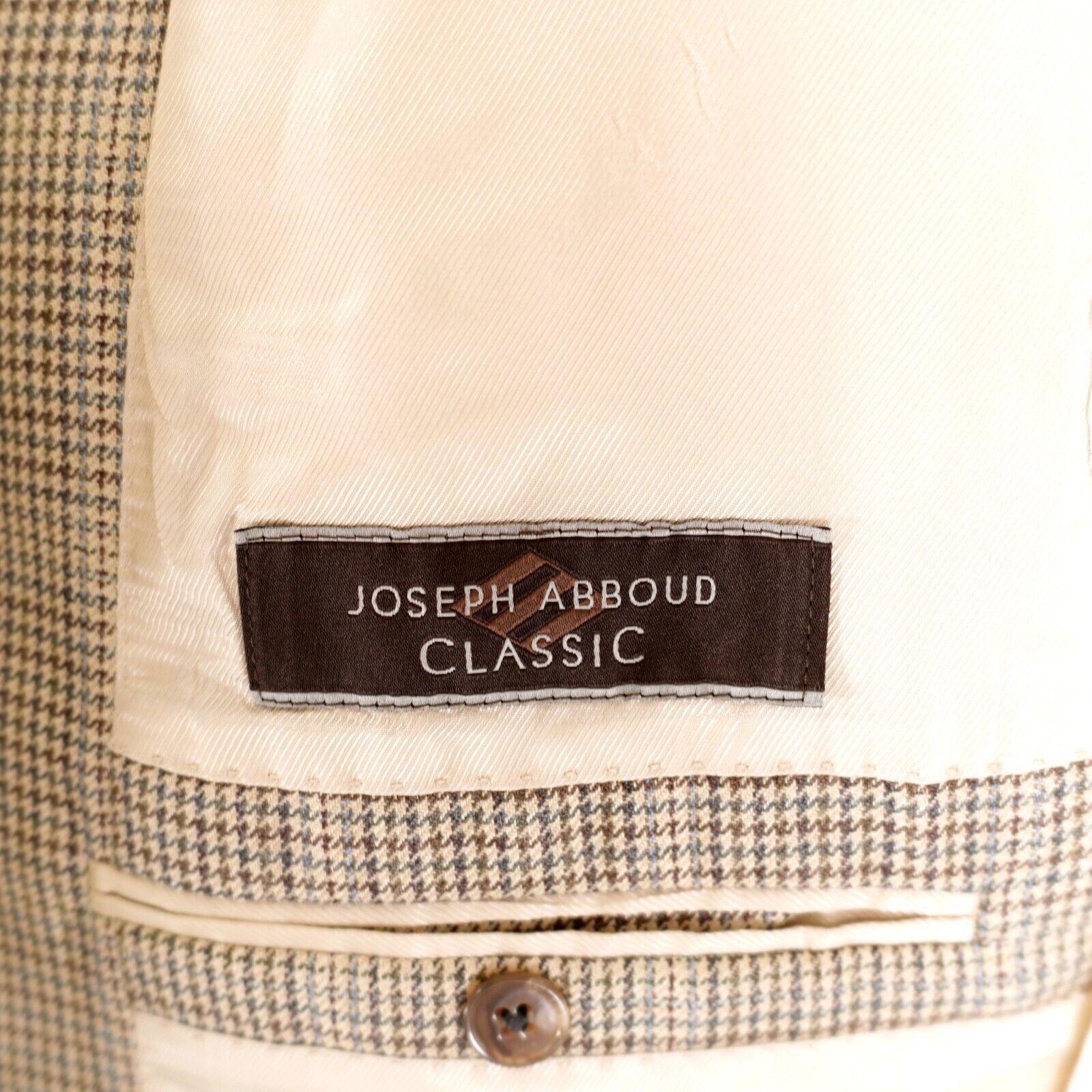 Joseph Abboud Joseph Abboud Classic Wool Silk Green Beige Blue Houndstooth Size 42R - 13 Thumbnail