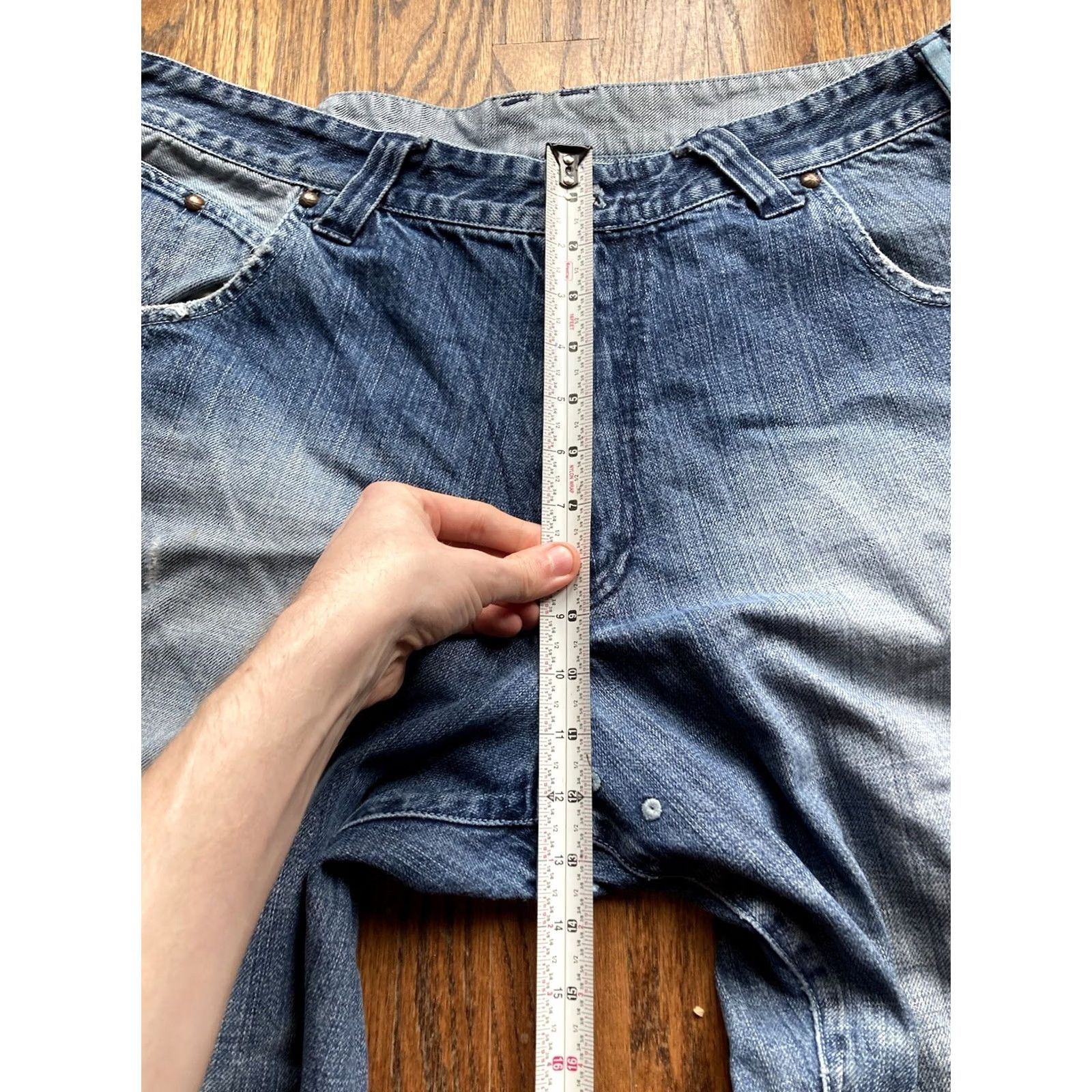Jordan Brand VINTAGE Air Jordan Jeans Baggy 38x34 Mens 20th Anniversary 2005 Denim Blue Wide-Leg Casual 5-Pocket Mens Jumpman Size US 38 / EU 54 - 5 Thumbnail
