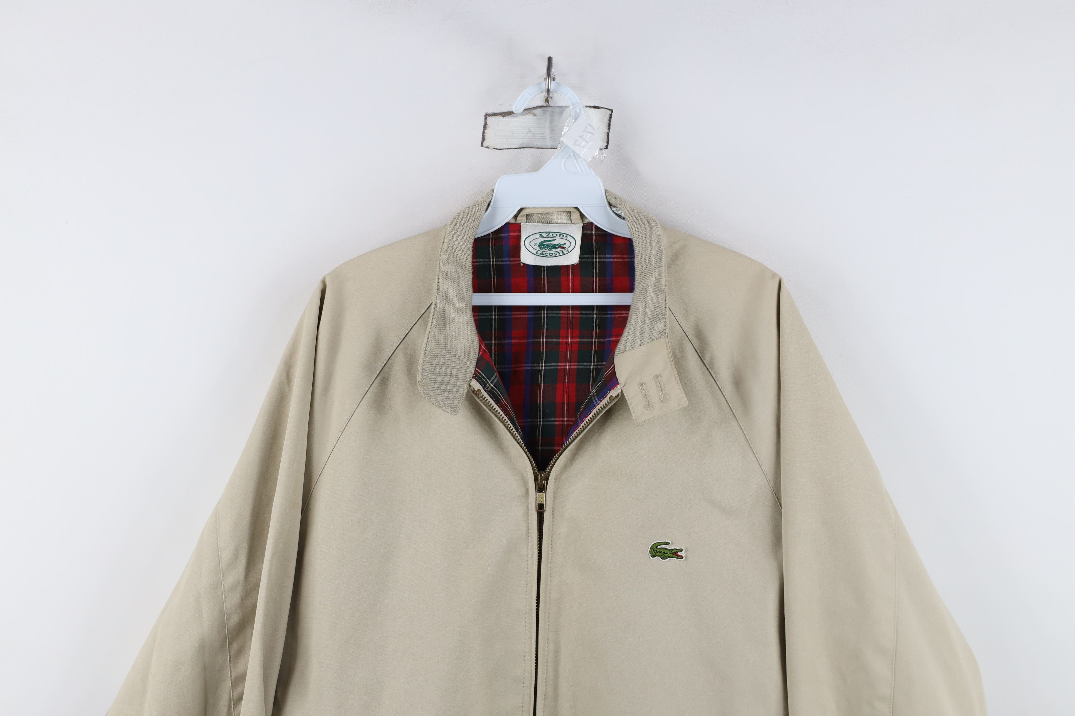 Lacoste Vintage 80s Izod Lacoste Racer Bomber Jacket Beige Khaki Size US M / EU 48-50 / 2 - 2 Thumbnail