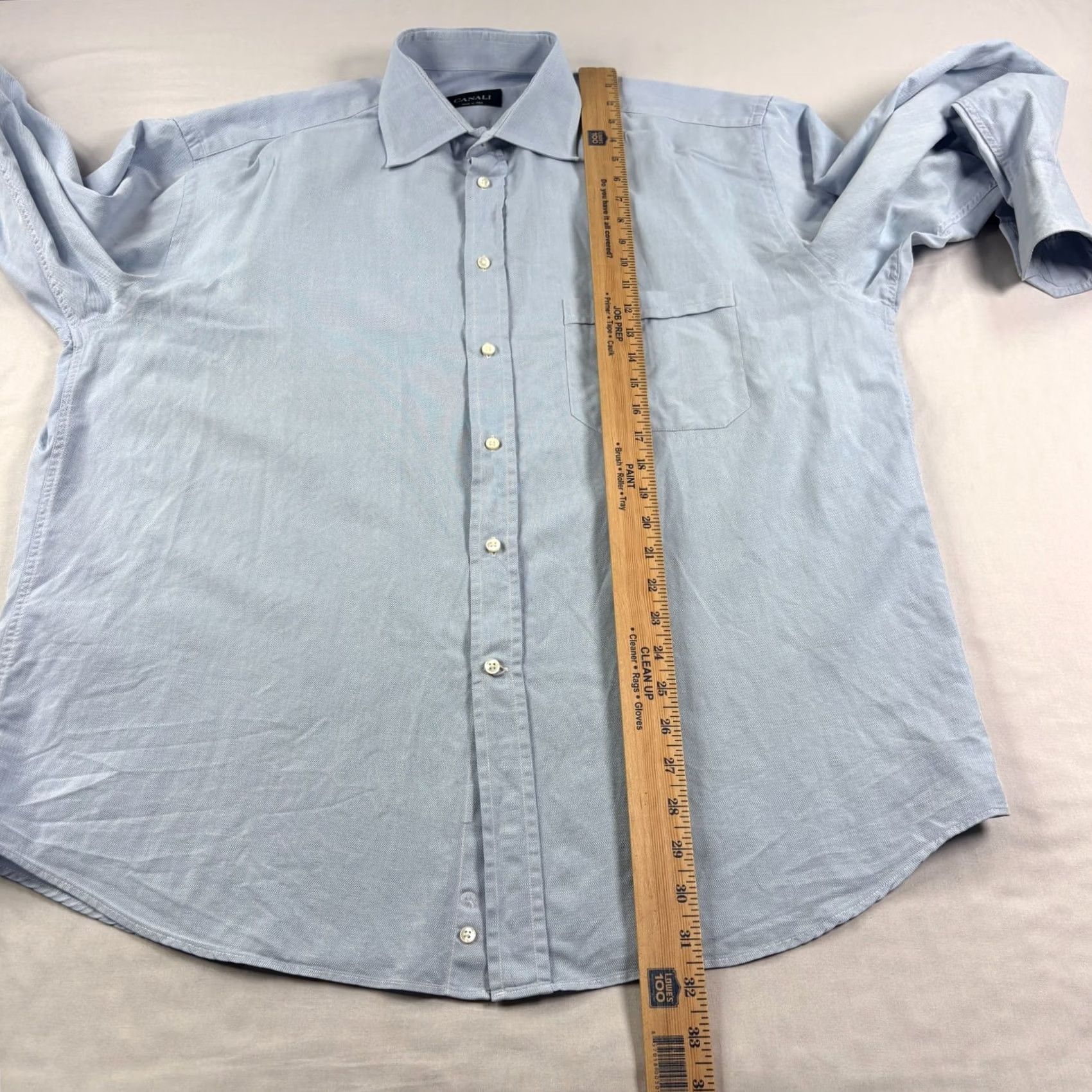 Canali Canali Shirt Mens 44 17.5 Blue Button Up Long Sleeve Formal Casual Italy Made Size 48R - 6 Thumbnail