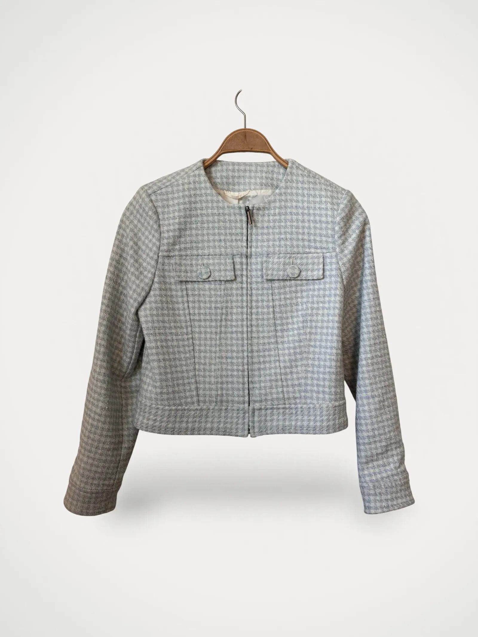 & Other Stories & Other Stories Cropped Houndstooth Tweed Jacket Blazer Size XS / US 0-2 / IT 36-38 - 1 Thumbnail
