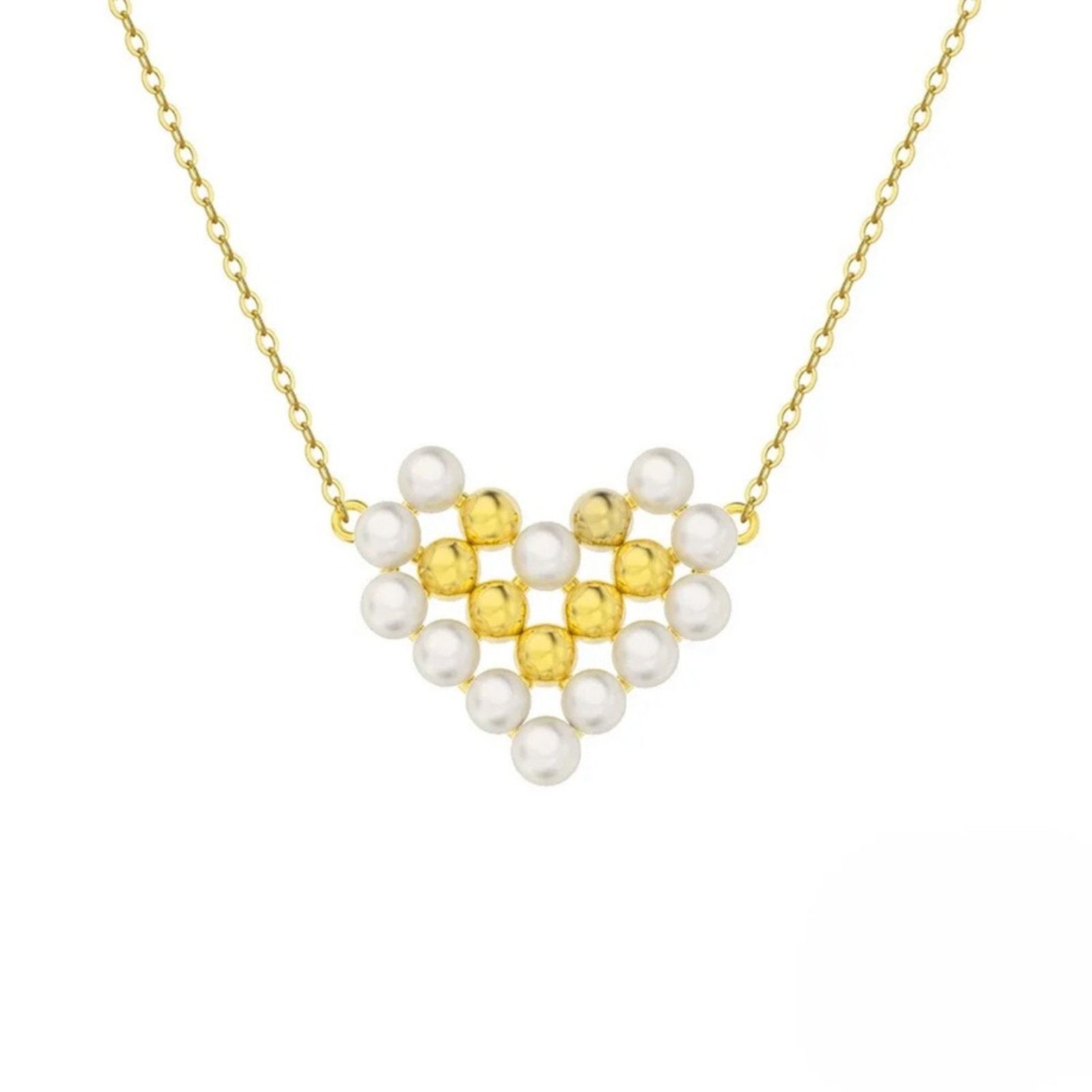 Other NEW Pixilated Gold & Freshwater Pearl Heart Necklace Size ONE SIZE - 5 Thumbnail