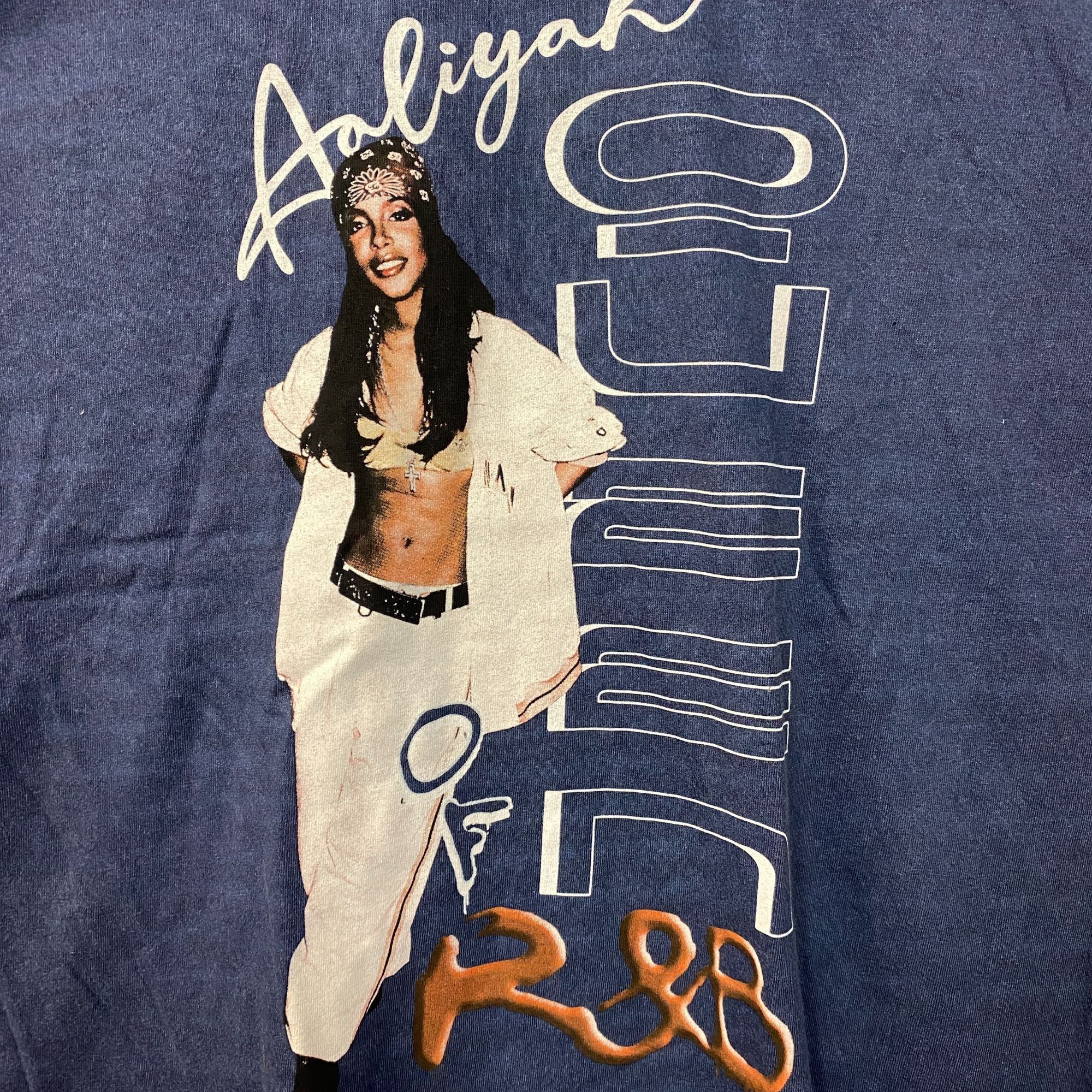 Rap Tees Aaliyah R&B Vintage-Style Washed Blue T-Shirt 1X Size US XL / EU 56 / 4 - 2 Thumbnail