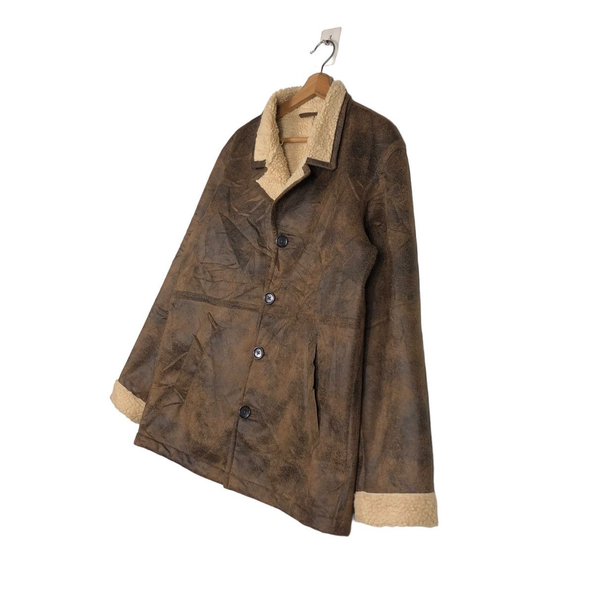 Japanese Brand 🔥VINTAGE BIKER JACKET SHEARLING BLANKET GU ISSEY MIYAKE Size US L / EU 52-54 / 3 - 4 Thumbnail