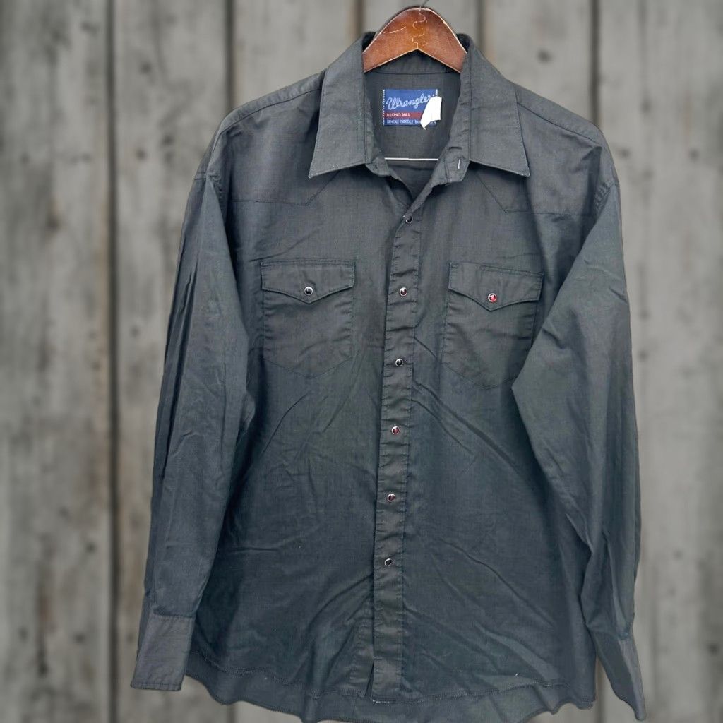 Wrangler VINTAGE Wrangler Shirt Men 18 35 Pearl Snap Long Tails Western Rodeo Cowboy Size US XXL / EU 58 / 5 - 1 Thumbnail