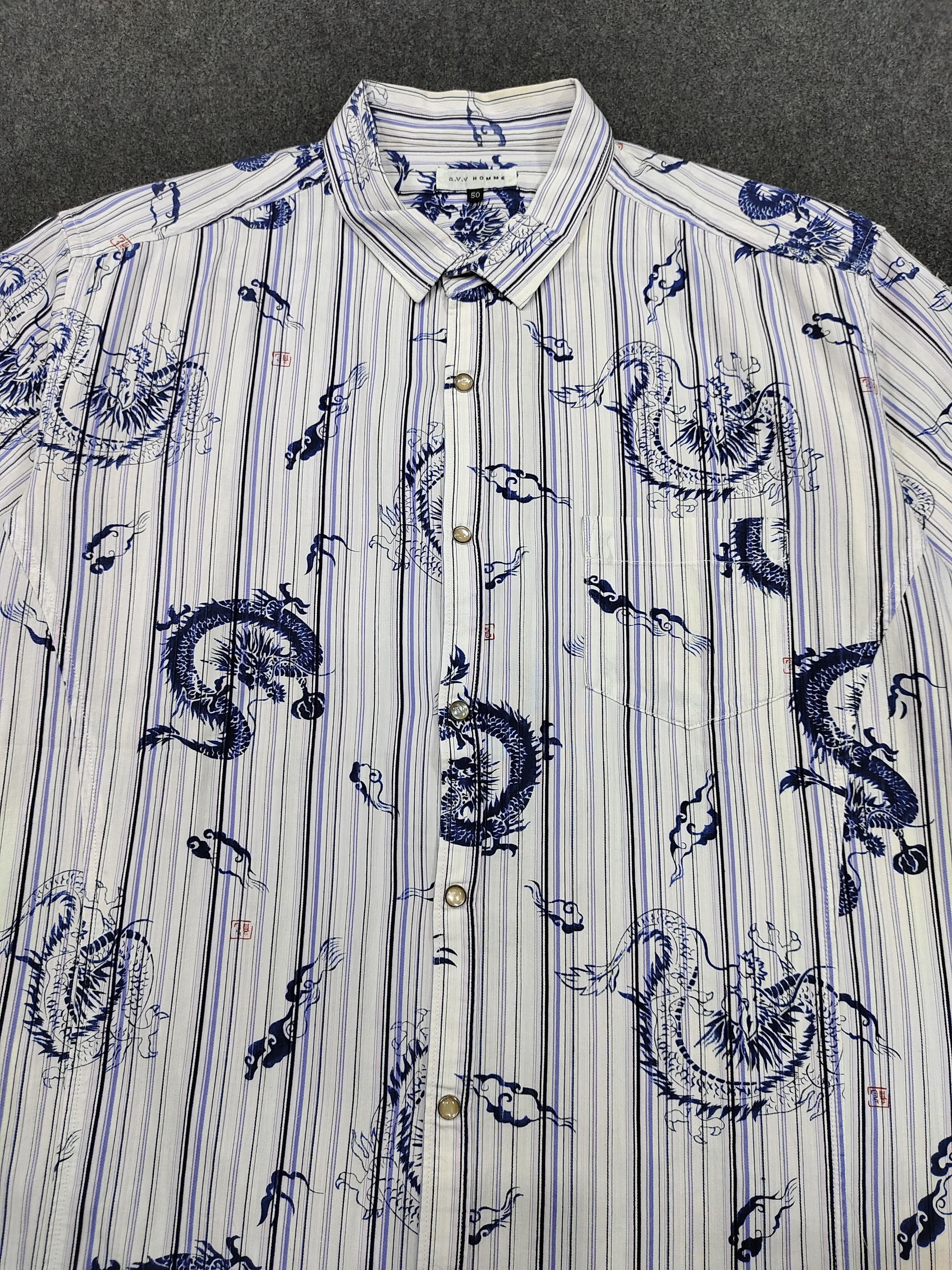 Japanese Brand 🇯🇵 AVV Homme 🇯🇵 Dragons Art Graphic Shirt Size US M / EU 48-50 / 2 - 3 Thumbnail