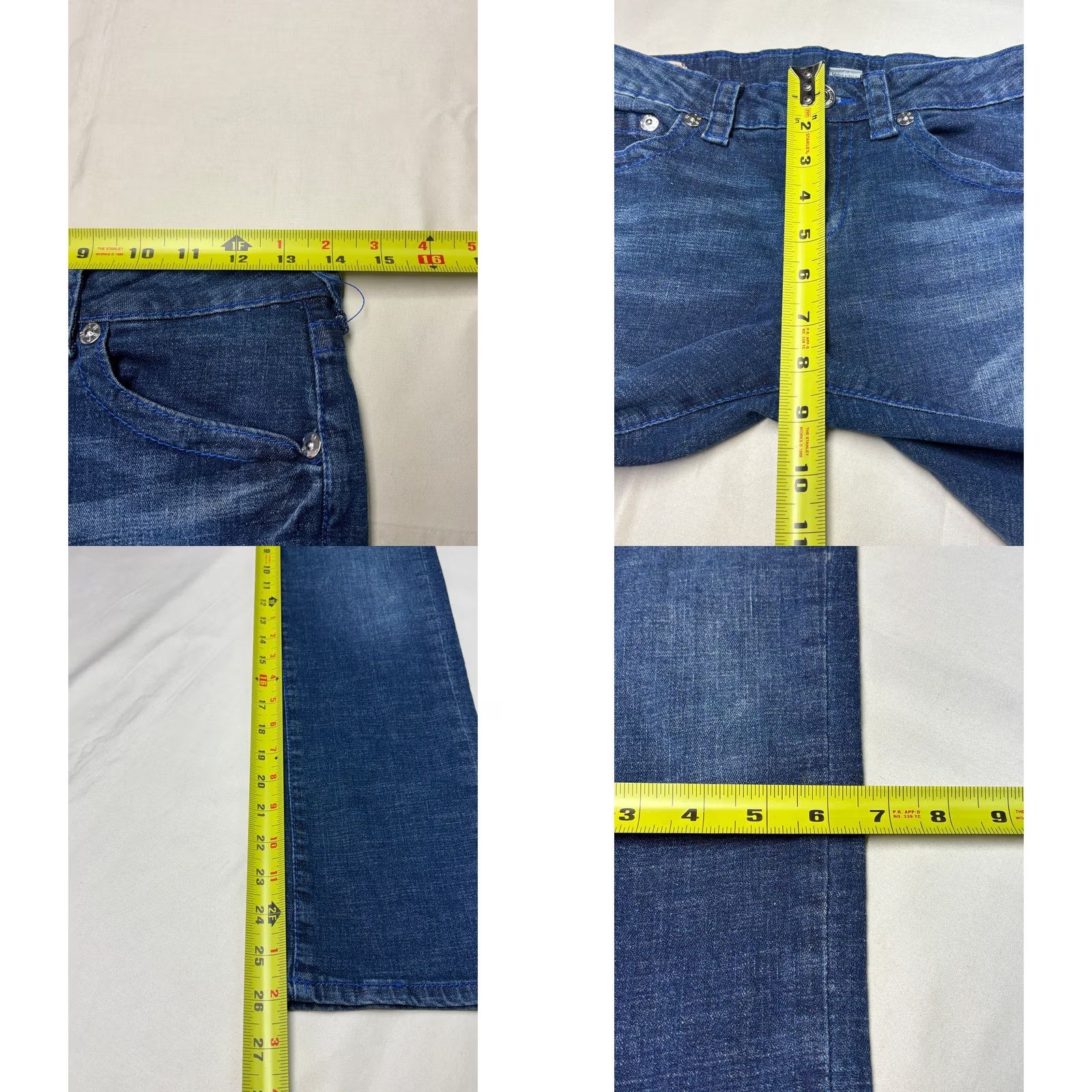 True Religion True Religion Geno Relaxed Slim Jeans Dark Wash Blue Stitching 29 Regular 26.5 Inseam Womens Jeans Size 29" - 9 Thumbnail