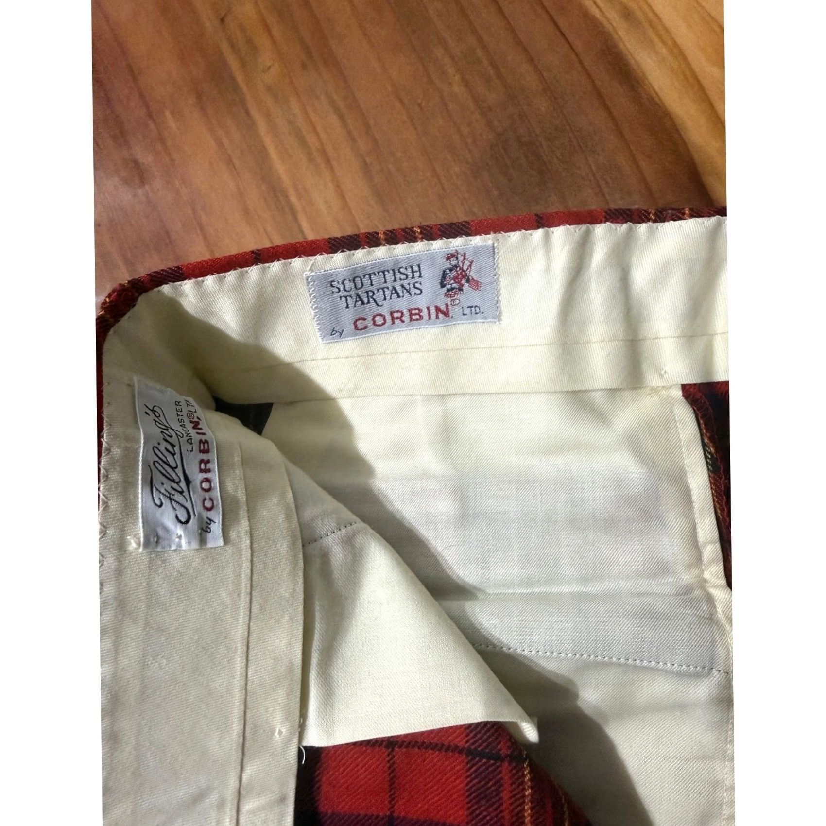 Vintage VINTAGE Corbin Pants Plaid Wool 33 x 30 70s Red Size US 33 - 5 Thumbnail