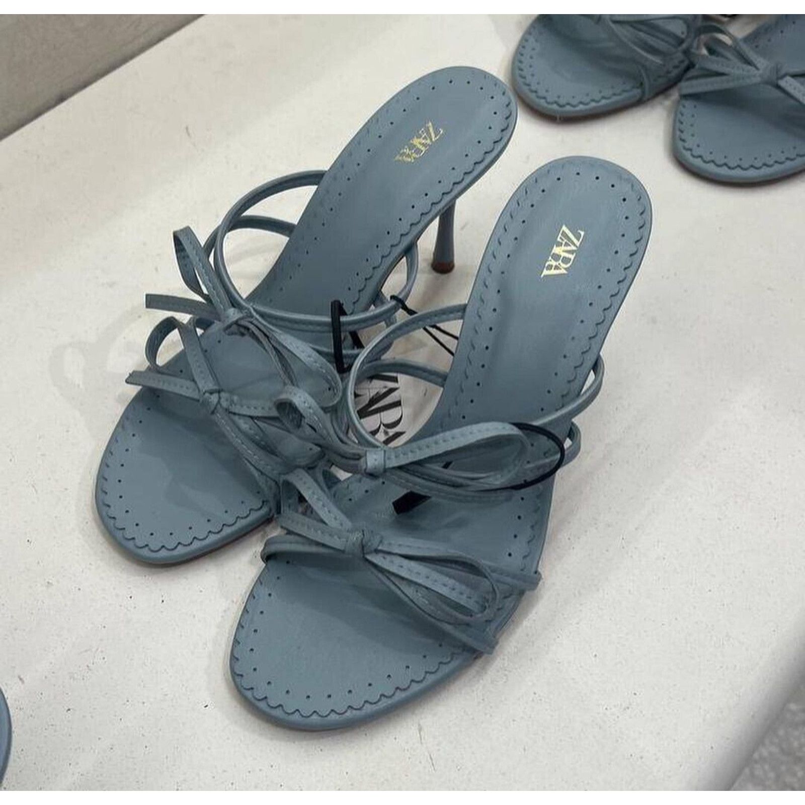Zara ZARA women's Blue Strappy Heels NWT Size US 8 / IT 38 - 12 Thumbnail