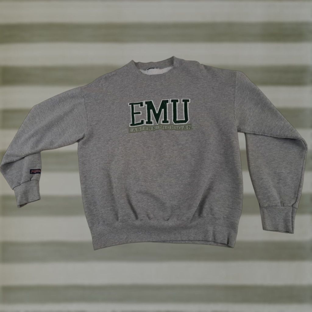Jansport VINTAGE Eastern Michigan Eagles Embroidered Sweatshirt Large Jansport Gray Size US L / EU 52-54 / 3 - 1 Thumbnail