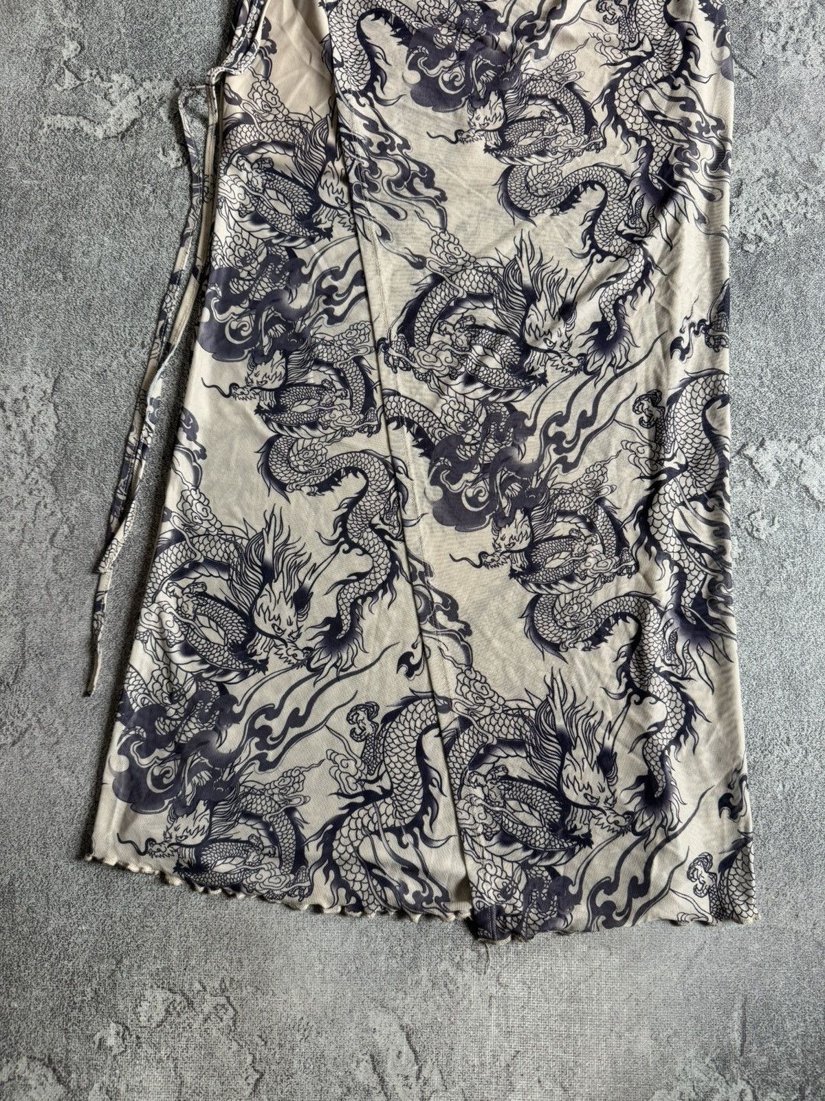 Japanese Brand Y2K Avantgarde long skirt all printed dragon 🐉 mesh Size 26" / US 2 / IT 38 - 6 Thumbnail