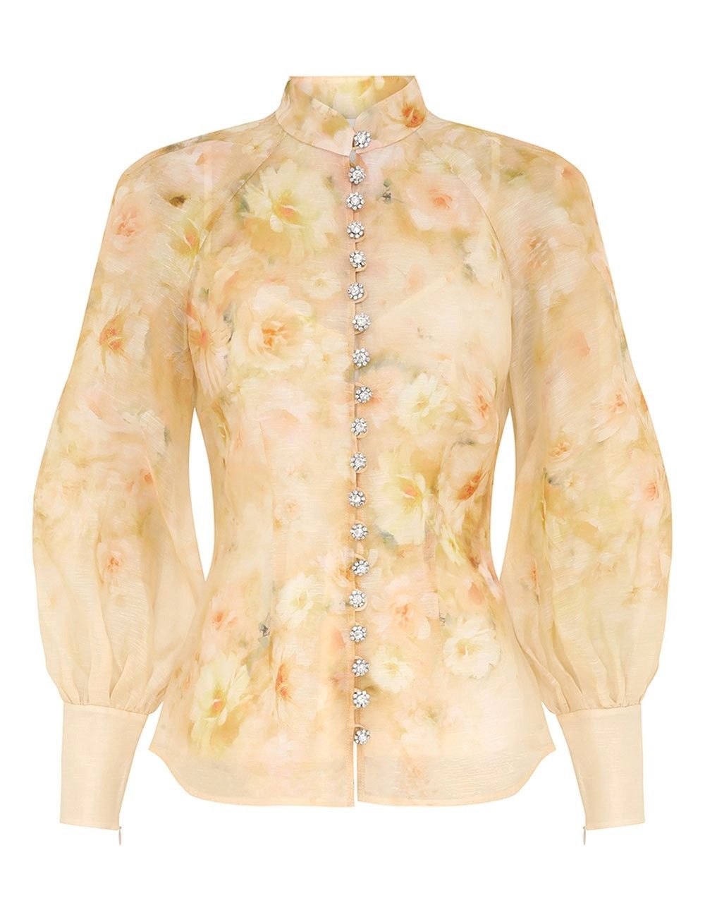 Zimmermann oc11z1025 Crush Buttoned Blouse in Multicolor Size L / US 10 / IT 46 - 1 Thumbnail