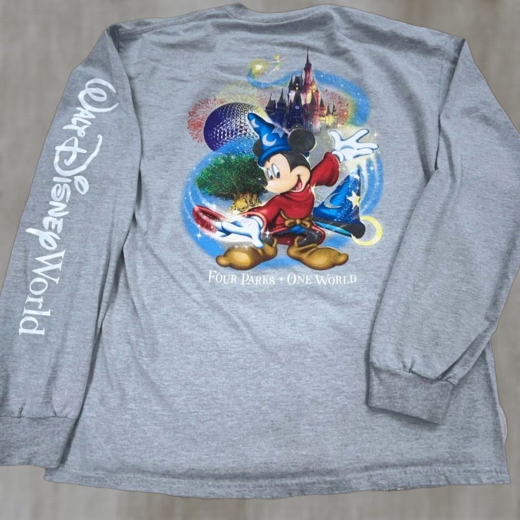 Disney Disney Shirt Men Large Gray Tee Mickey Fantasia Long Sleeve Retro Cartoon Promo Hip Hop Classic Disney Shirt Tee Long Sleeve Gray Large Men Mens Size US L / EU 52-54 / 3 - 1 Thumbnail