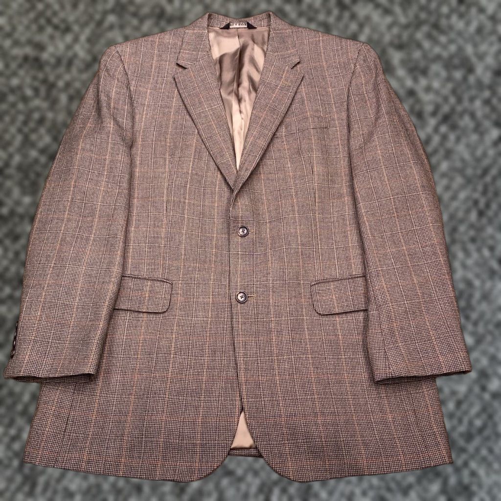 Jos. A. Bank Jos. A. Bank Tweed Blazer 44L Brown Wool Plaid Sport Coat Men Regular Blazer Coat Notch Lapel Four-Button Inner Pockets Dry Clean Only Vintage No 0 Size 44R - 1 Thumbnail