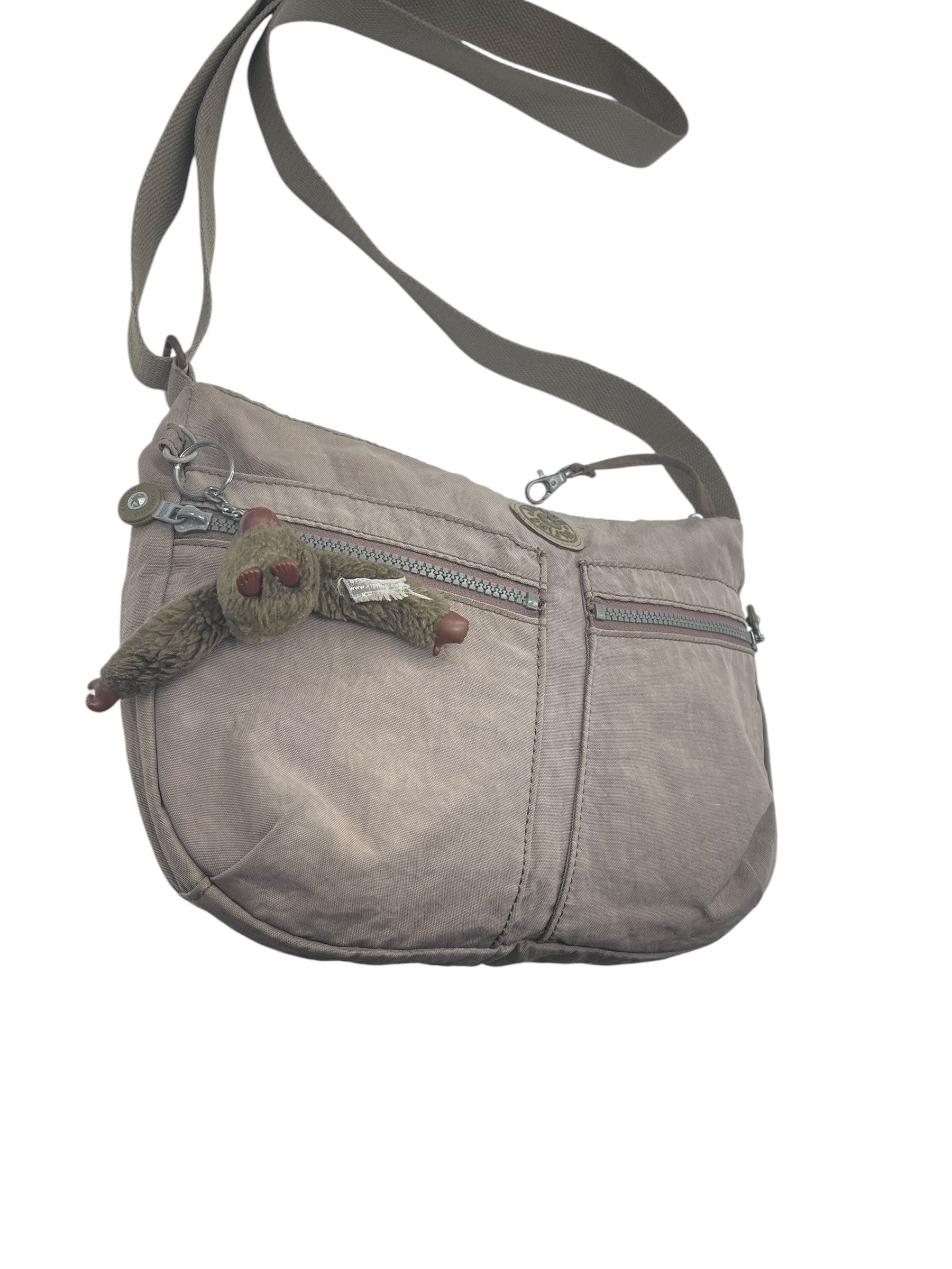 Japanese Brand Kipling Alvar Crossbody Bag Taupe Nylon w/ Monkey Keychain Size ONE SIZE - 4 Thumbnail