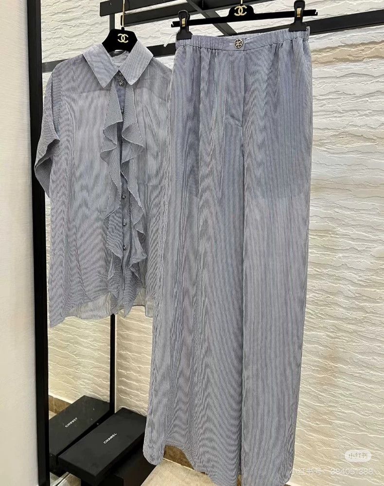 Chanel Chanel 22s spring and summer thin striped mulberry silk wi Size 24" / US 00 / IT 34 - 8 Thumbnail