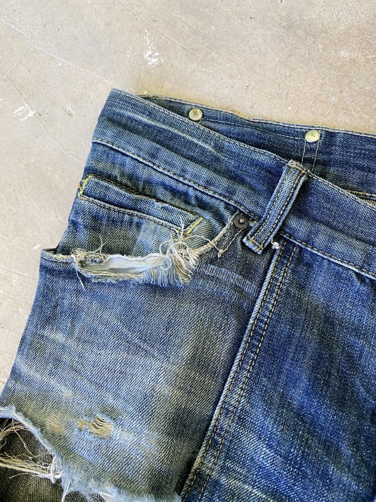 Japanese Brand Buffalo Distressed Flared Denim Jeans Y2K Size US 31 - 6 Thumbnail