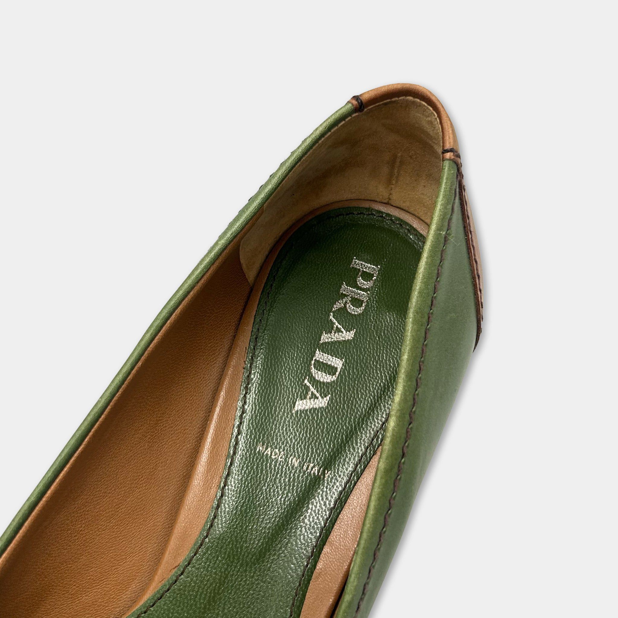 Prada Prada Green Leather Heels Size US 7 / IT 37 - 4 Thumbnail