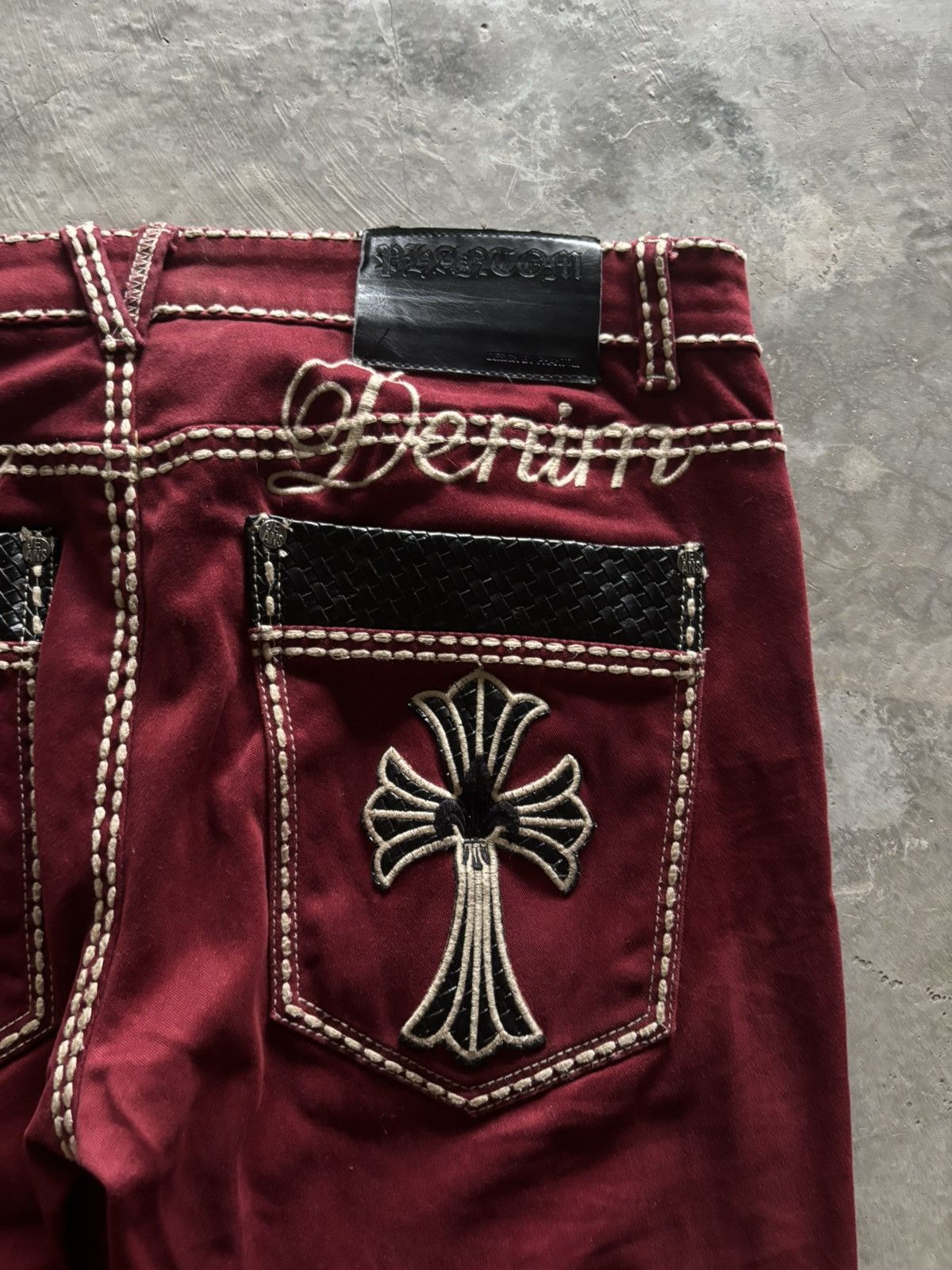 Japanese Brand PHANTOM DENIM chrome hearts inspired style cross punk goth Size US 34 / EU 50 - 14 Thumbnail