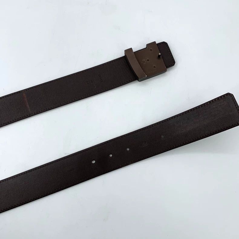 Louis Vuitton Louis Vuitton Brown checkered leather belt Size ONE SIZE - 5 Thumbnail