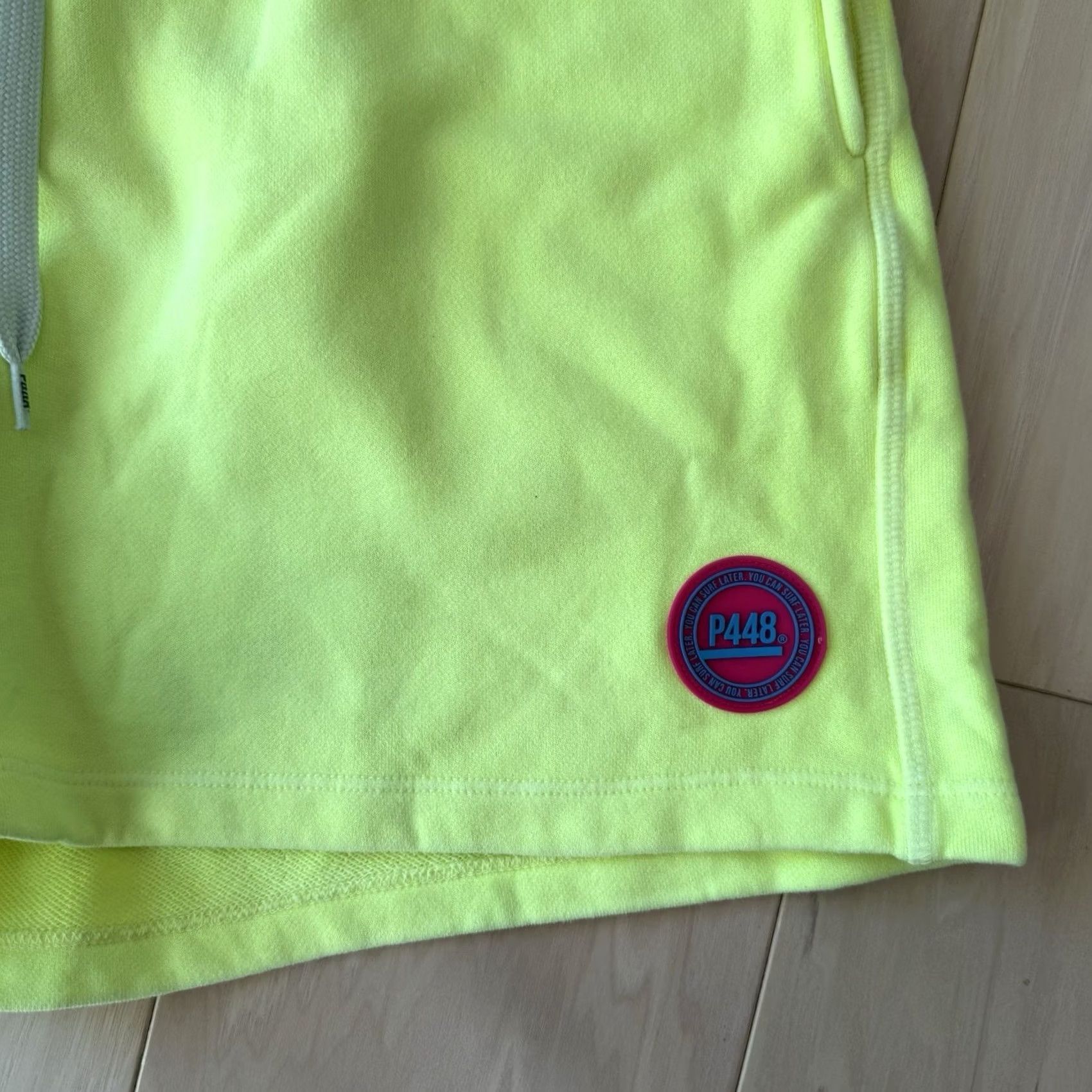 P448 P448 Shorts Medium Neon Green Fleece Summer Streetwear Italy Casual NWT Mens Regular M 28in Zip Zipper Cotton Size US 28 / EU 44 - 4 Thumbnail
